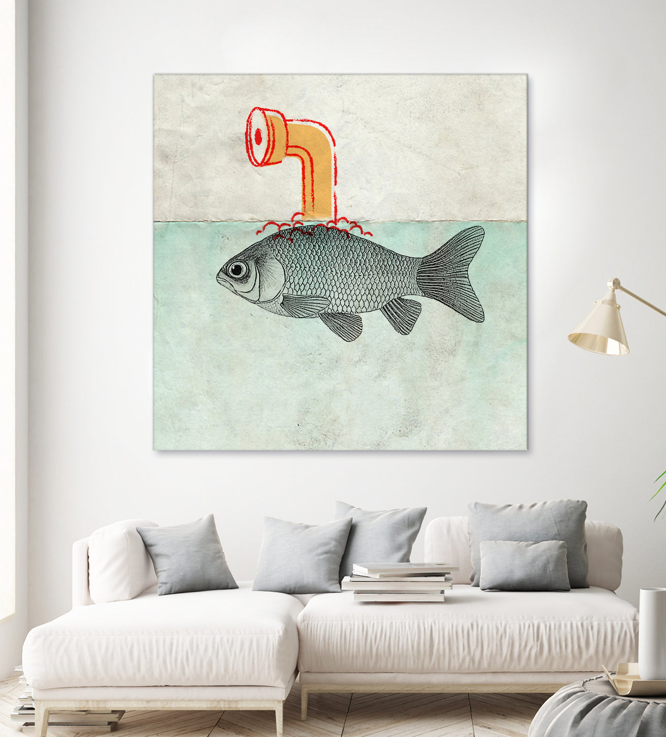 Periscope goldfish by Vin Zzep on GIANT ART - white digital painting