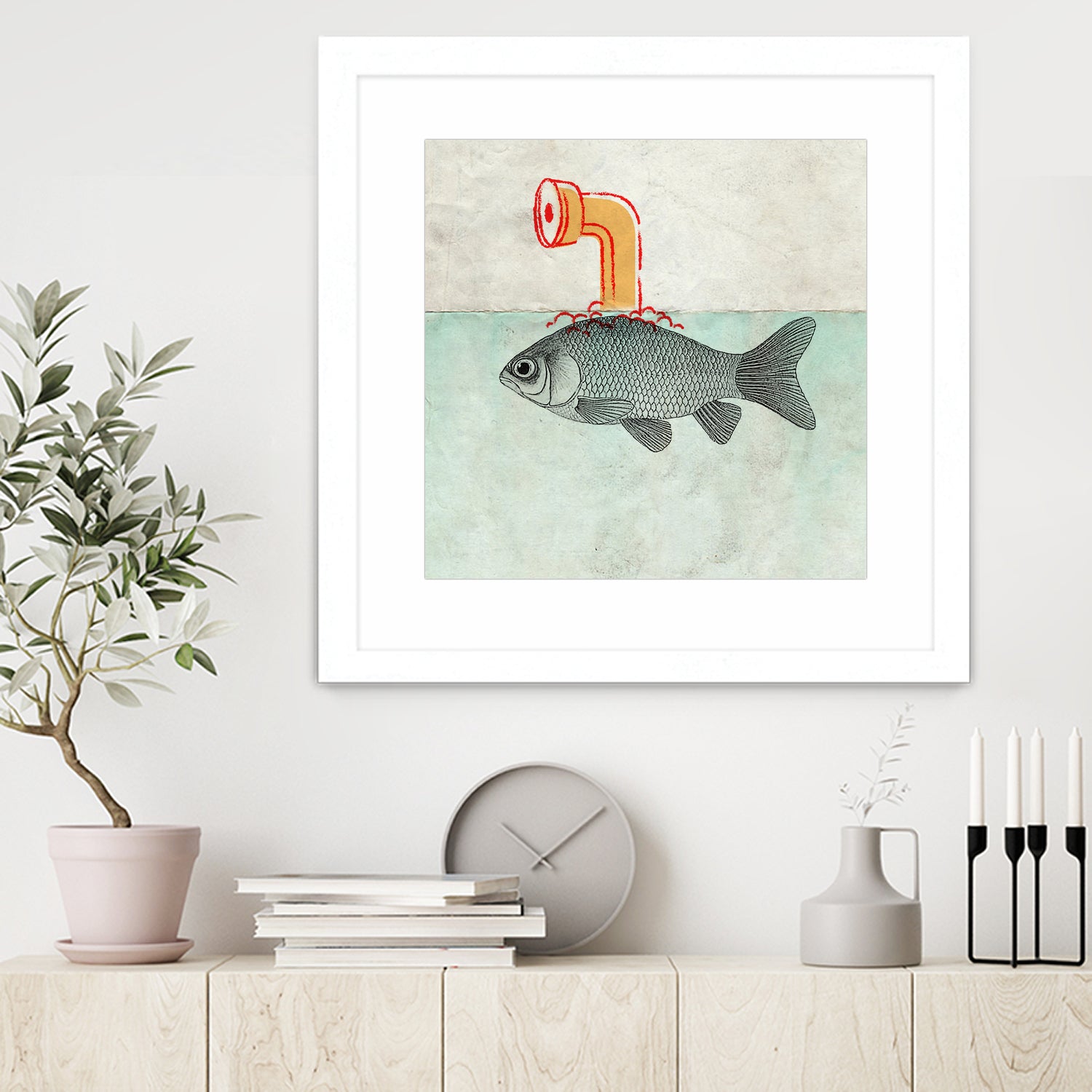 Periscope goldfish by Vin Zzep on GIANT ART - white digital painting