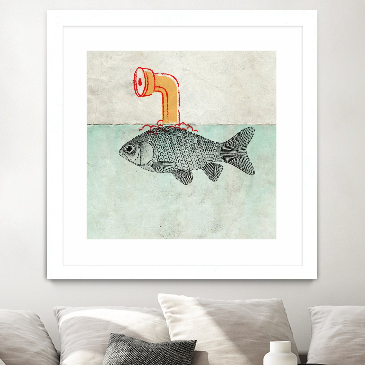 Periscope goldfish by Vin Zzep on GIANT ART - white digital painting