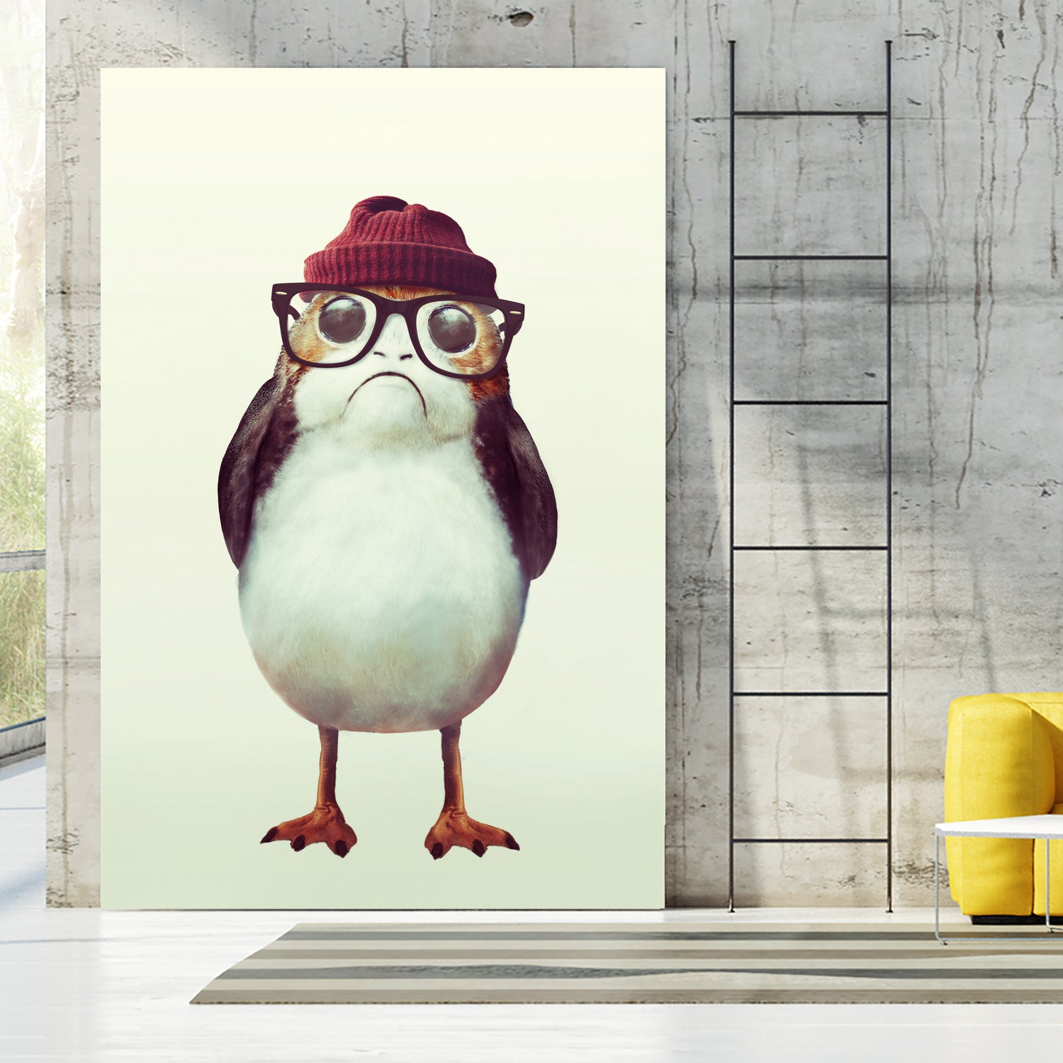 Hipster Porg by Andy Wynn on GIANT ART - red digital painting