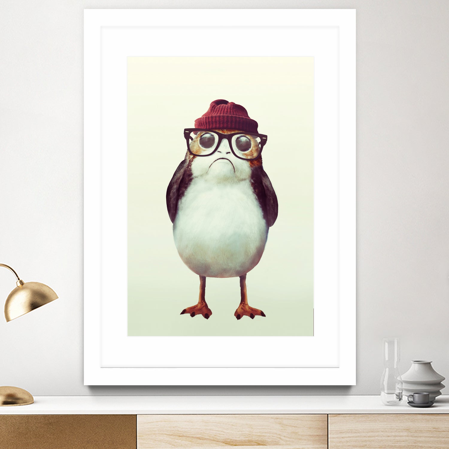 Hipster Porg by Andy Wynn on GIANT ART - red digital painting