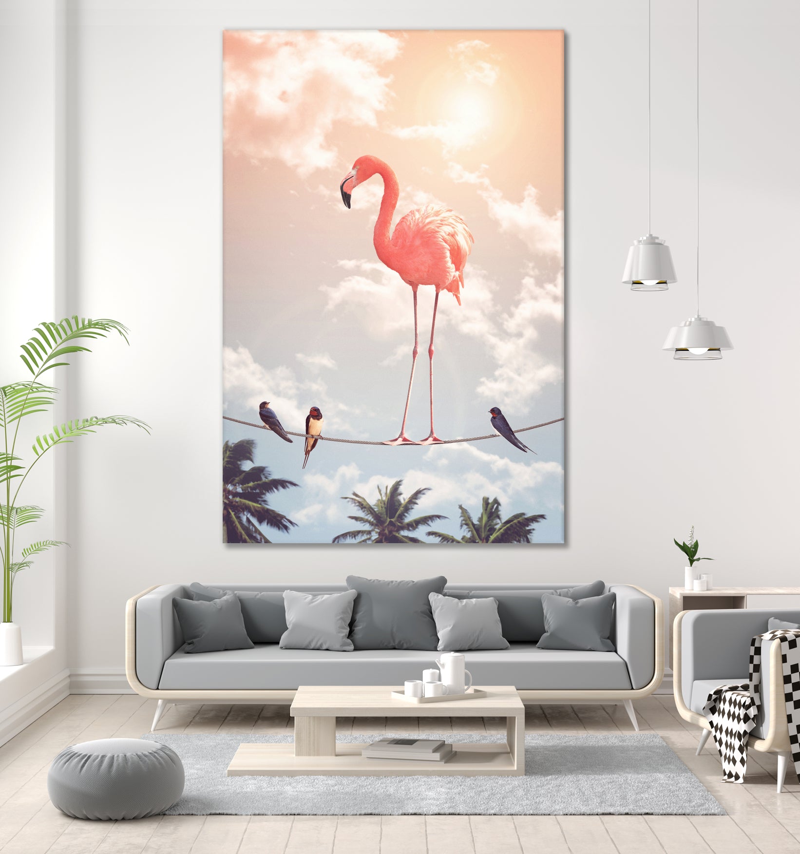 FLAMINGO & FRIENDS by Jonas Loose on GIANT ART - yellow photo manipulation