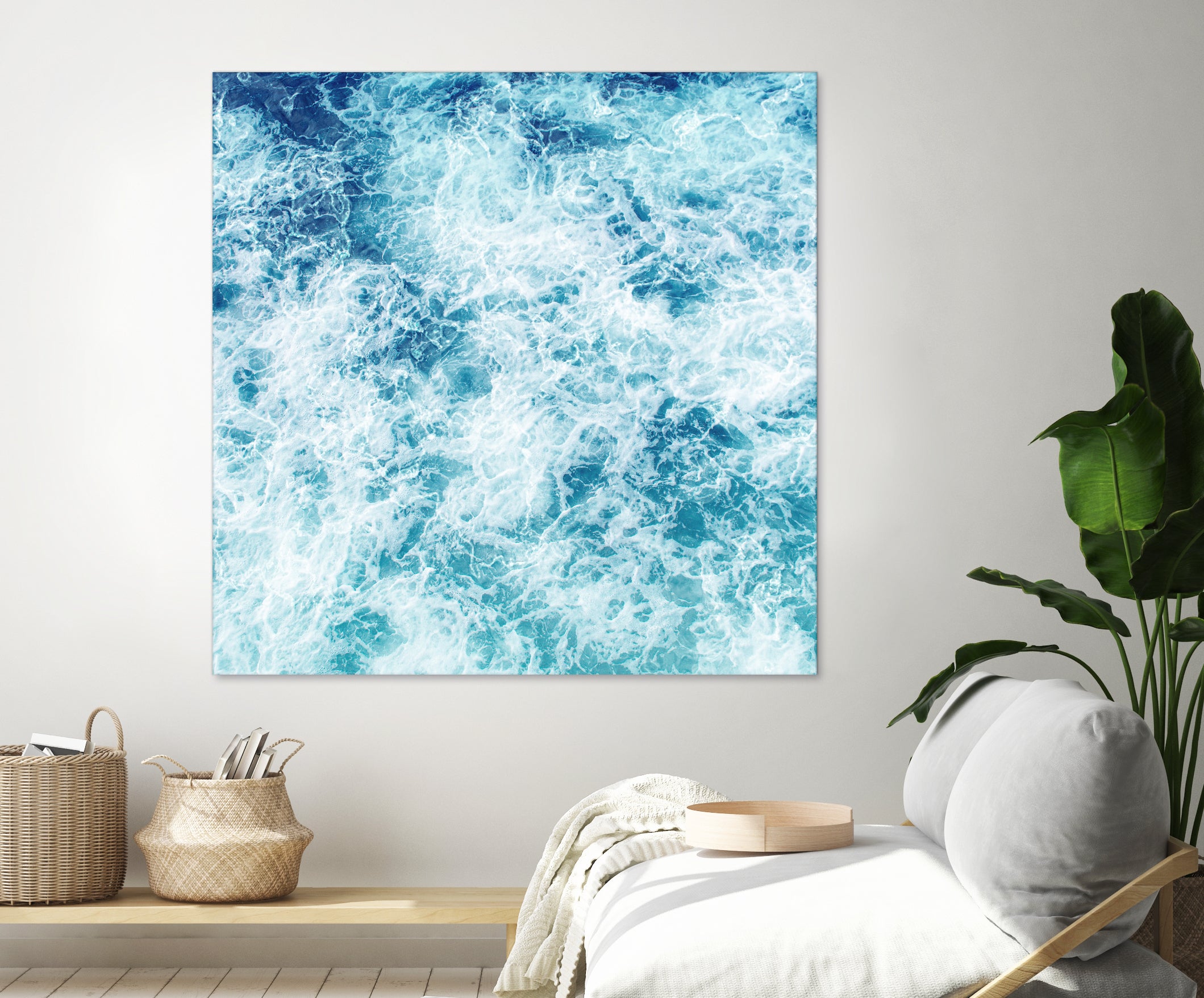 Sea ocean waves blue white by Julia Zayceva on GIANT ART - blue mixed media