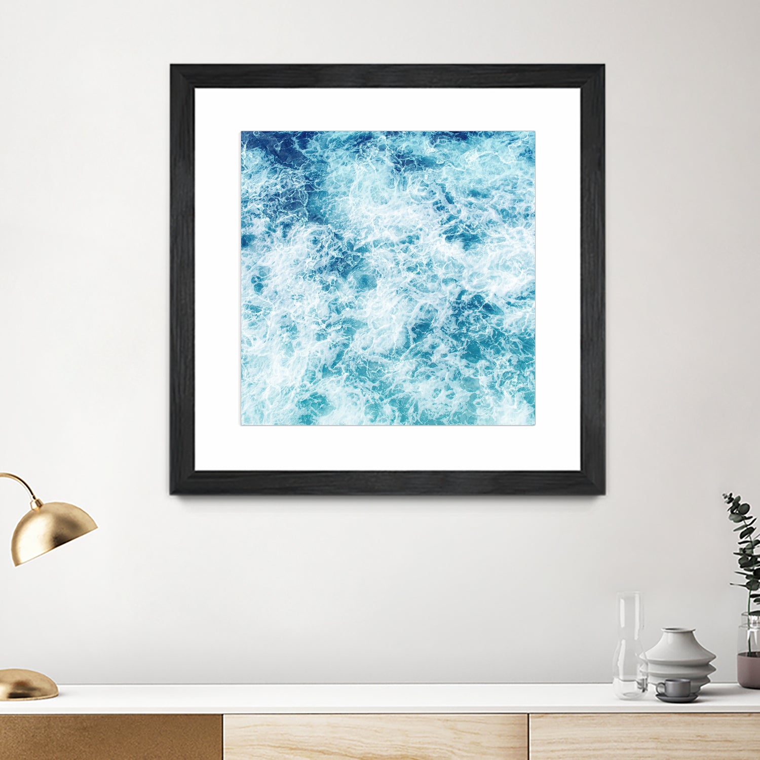 Sea ocean waves blue white by Julia Zayceva on GIANT ART - blue mixed media