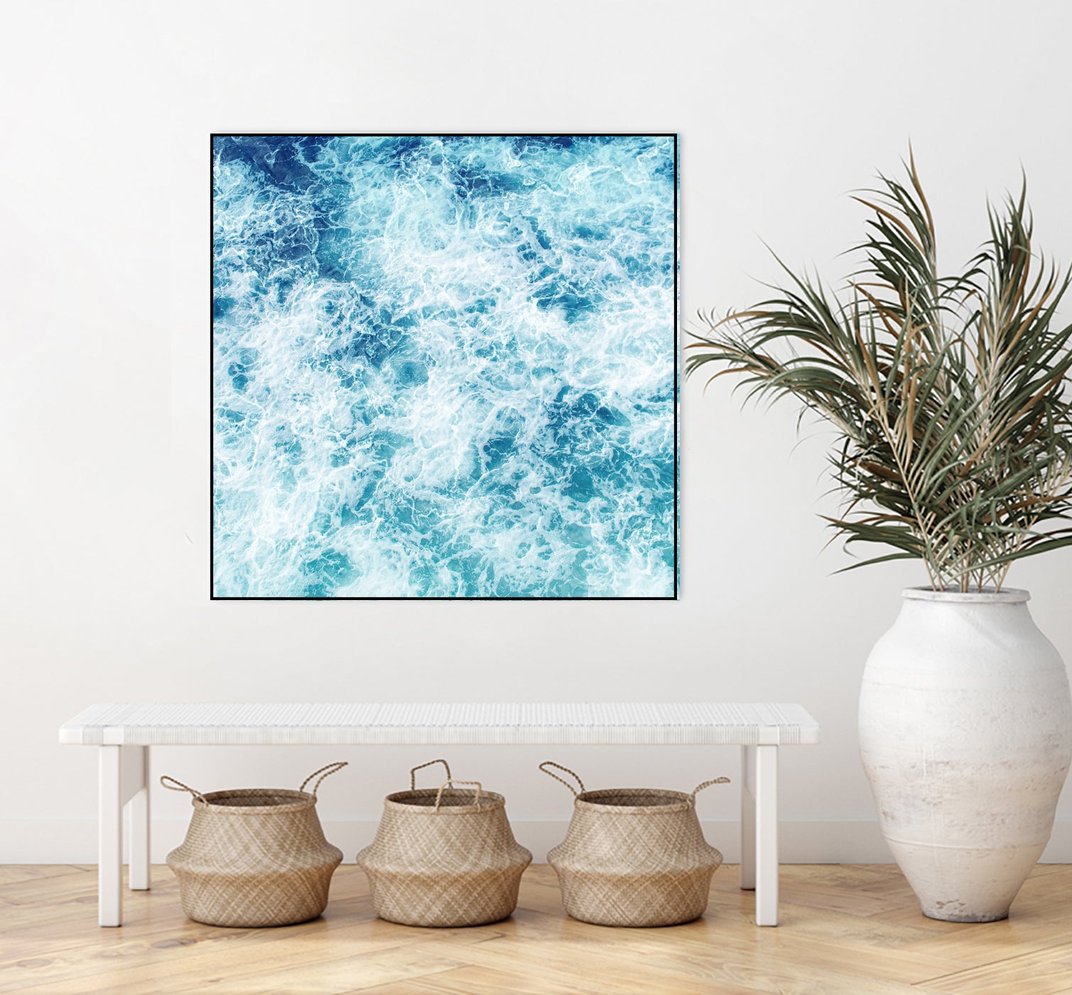 Sea ocean waves blue white by Julia Zayceva on GIANT ART - blue mixed media