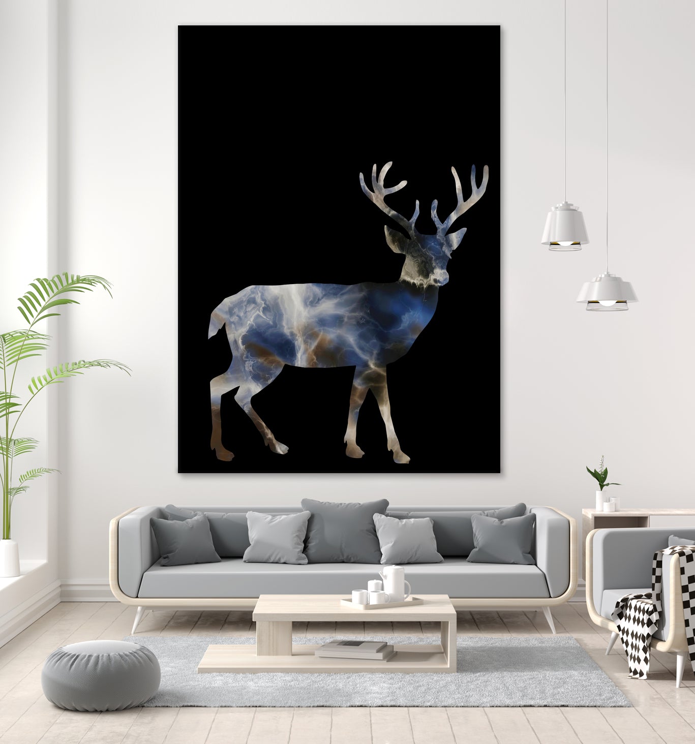 Marble Deer by Gamze Genc Celik on GIANT ART - blue vector illustration