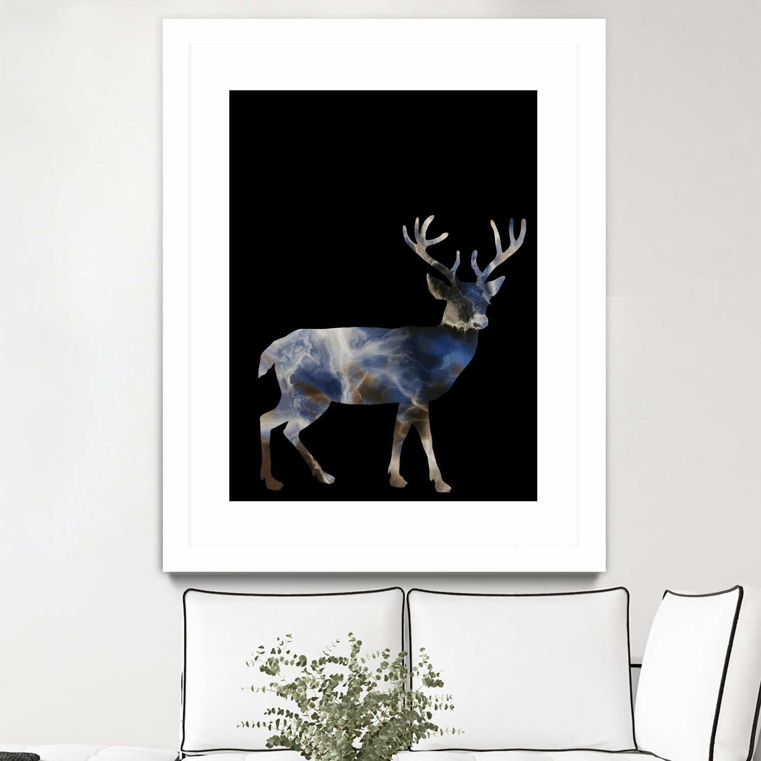 Marble Deer by Gamze Genc Celik on GIANT ART - blue vector illustration