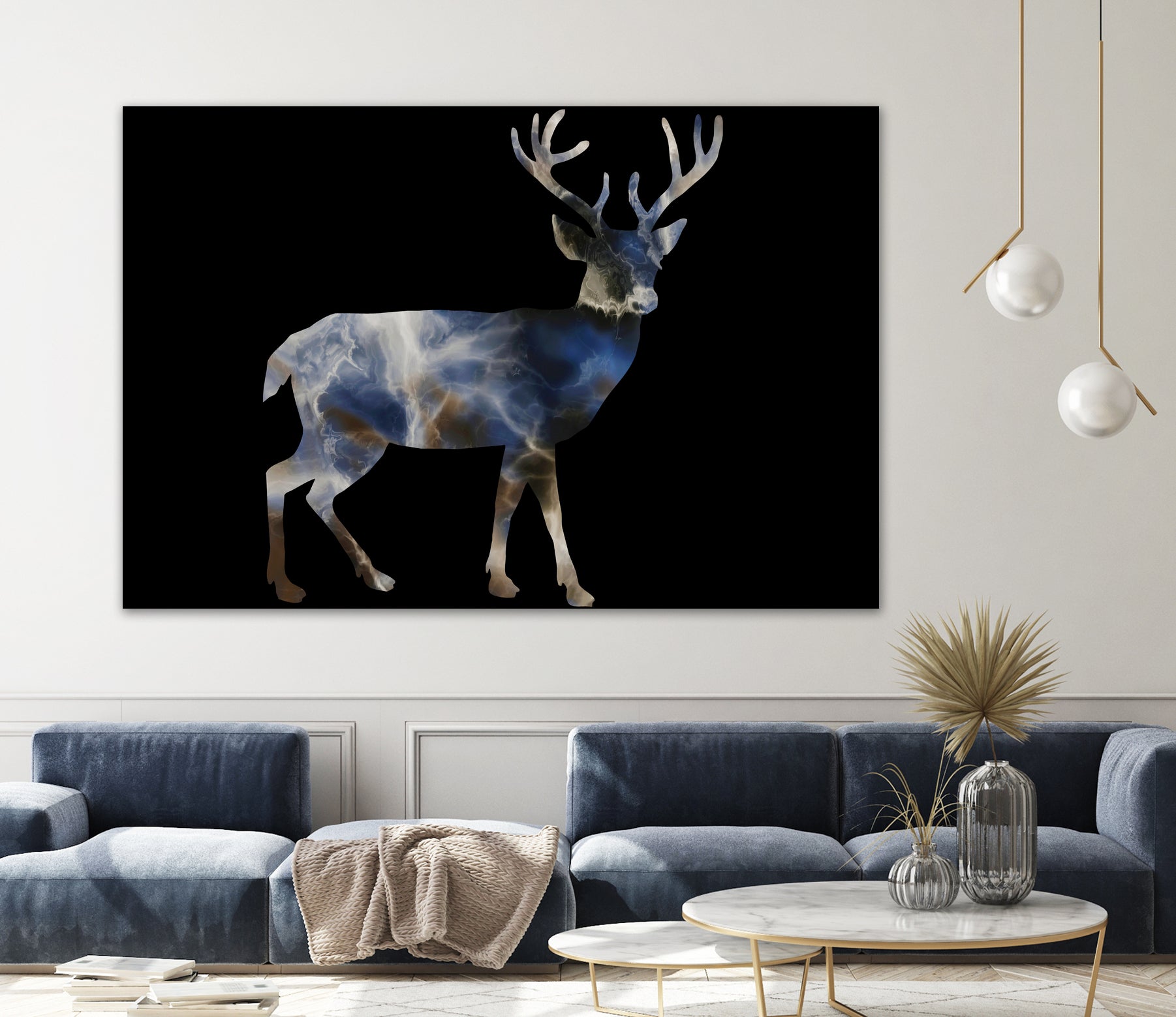 Marble Deer by Gamze Genc Celik on GIANT ART - blue vector illustration