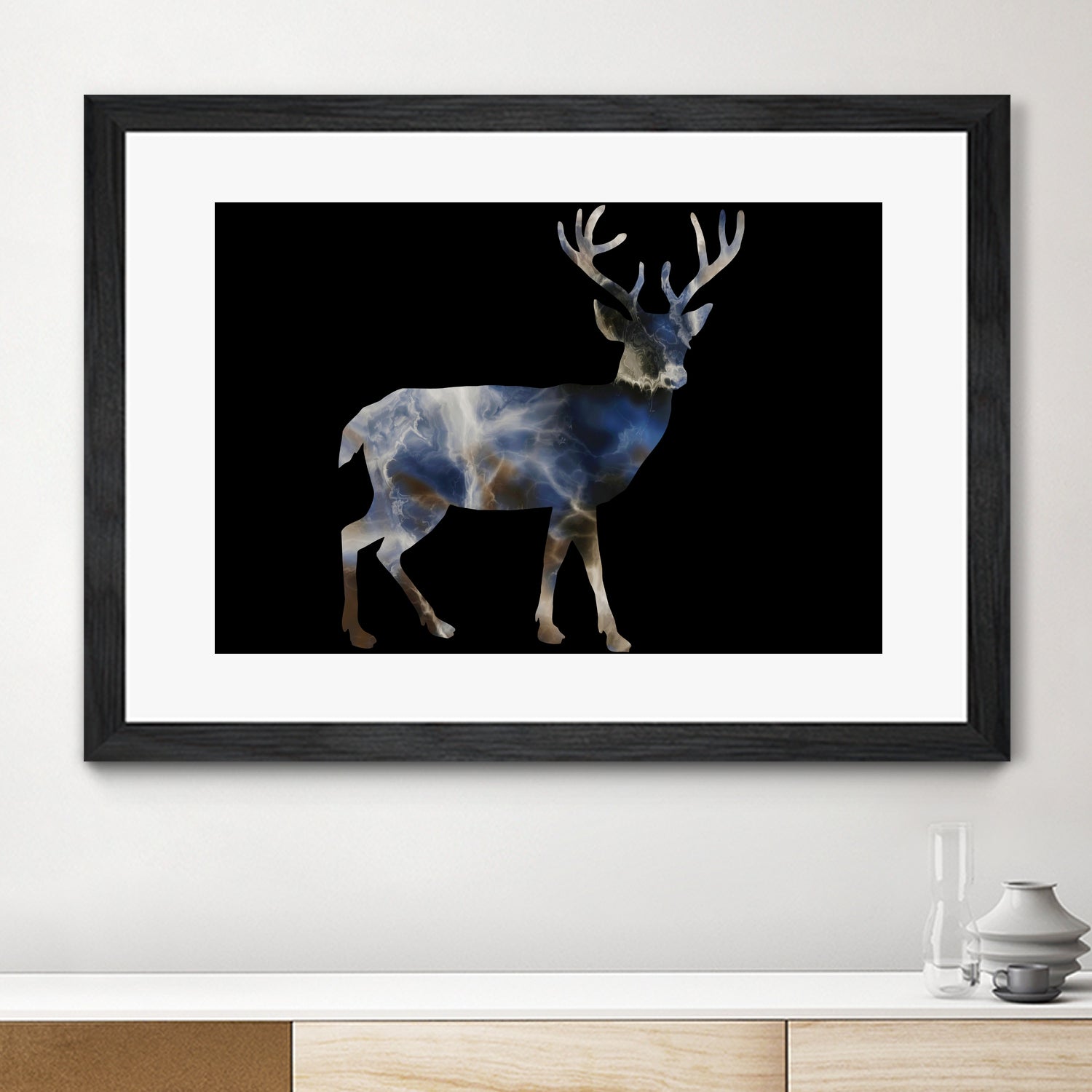 Marble Deer by Gamze Genc Celik on GIANT ART - blue vector illustration