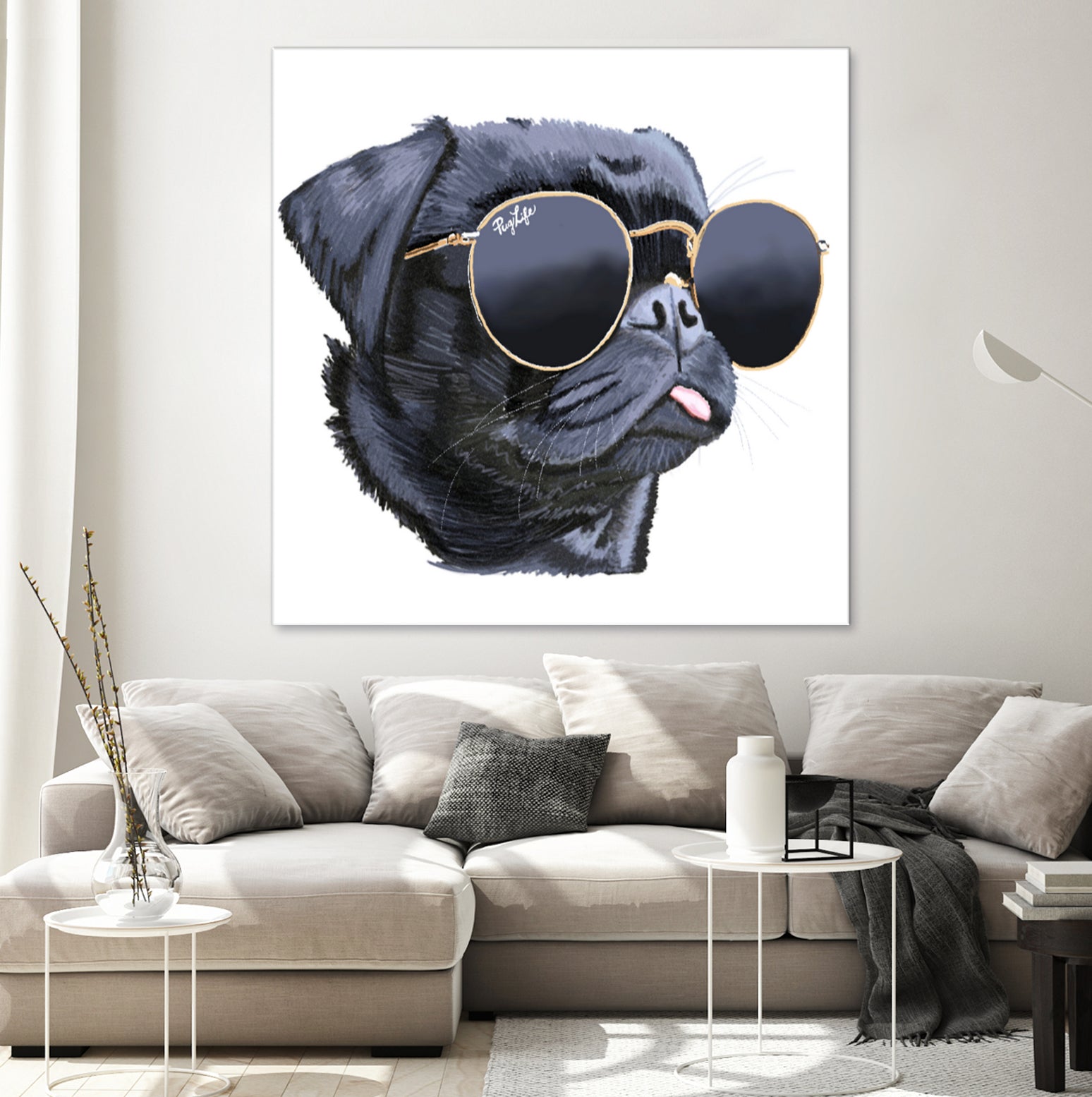 Pug Life by Karim Aboud on GIANT ART - black digital painting