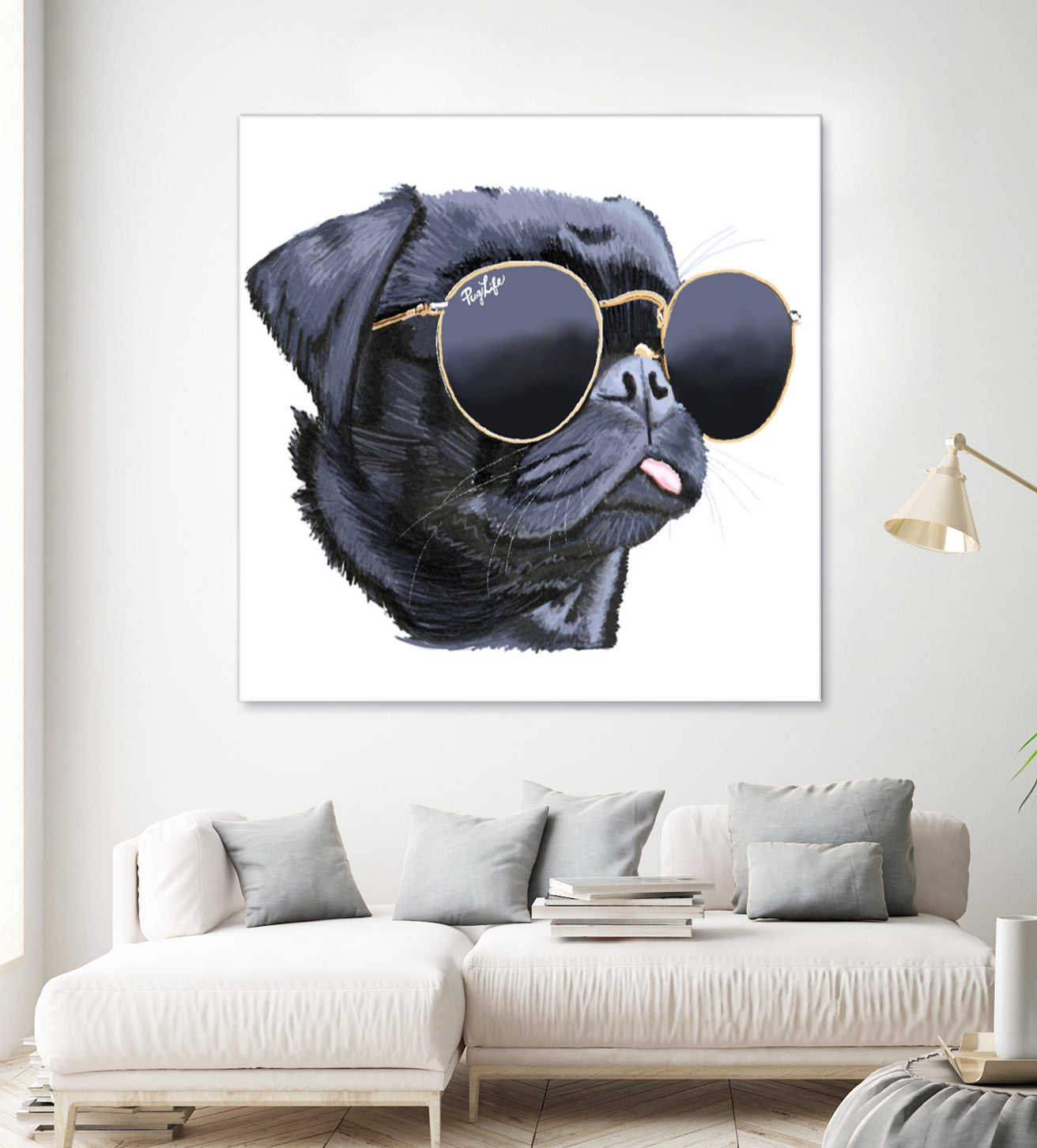 Pug Life by Karim Aboud on GIANT ART - black digital painting