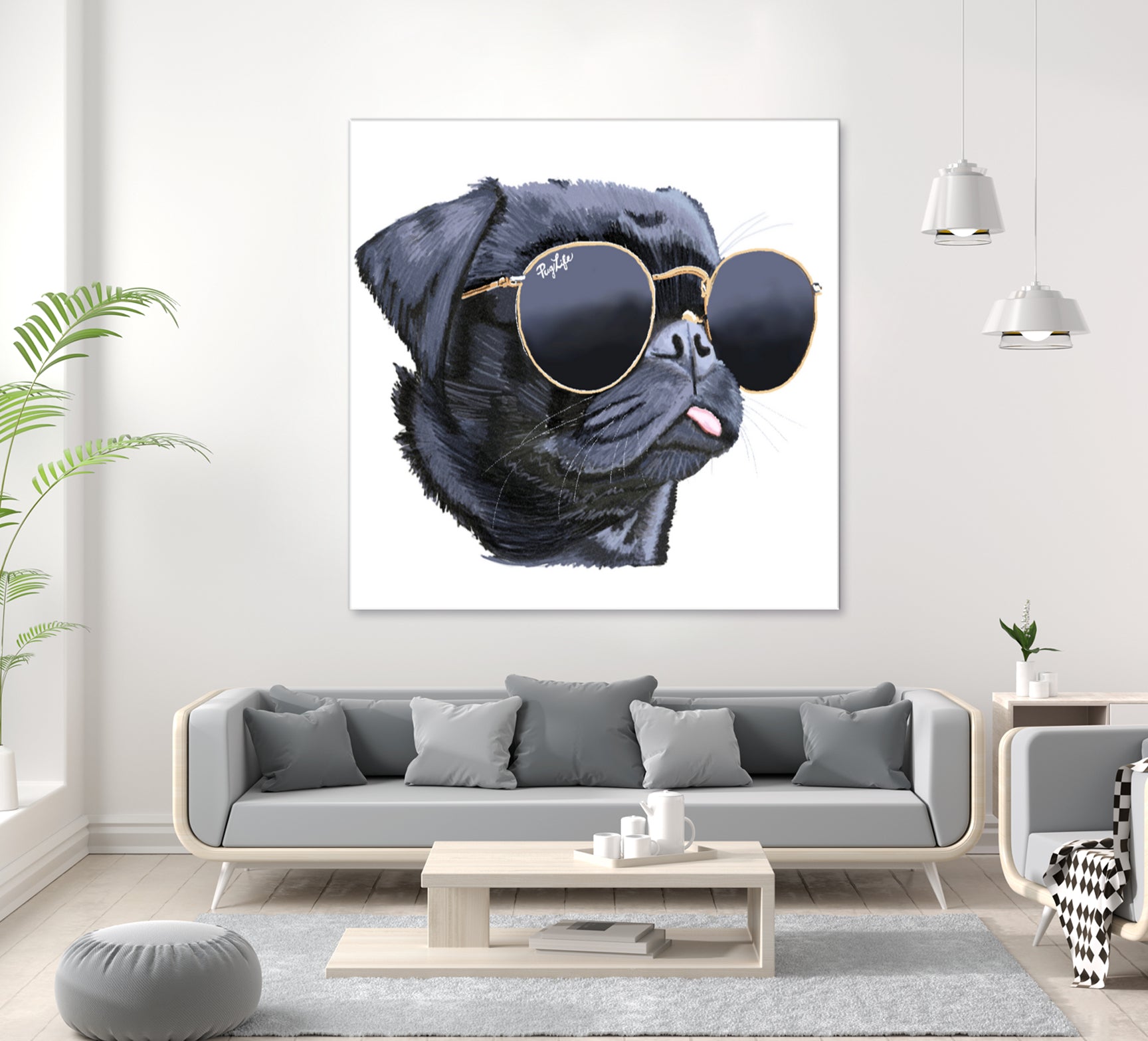 Pug Life by Karim Aboud on GIANT ART - black digital painting