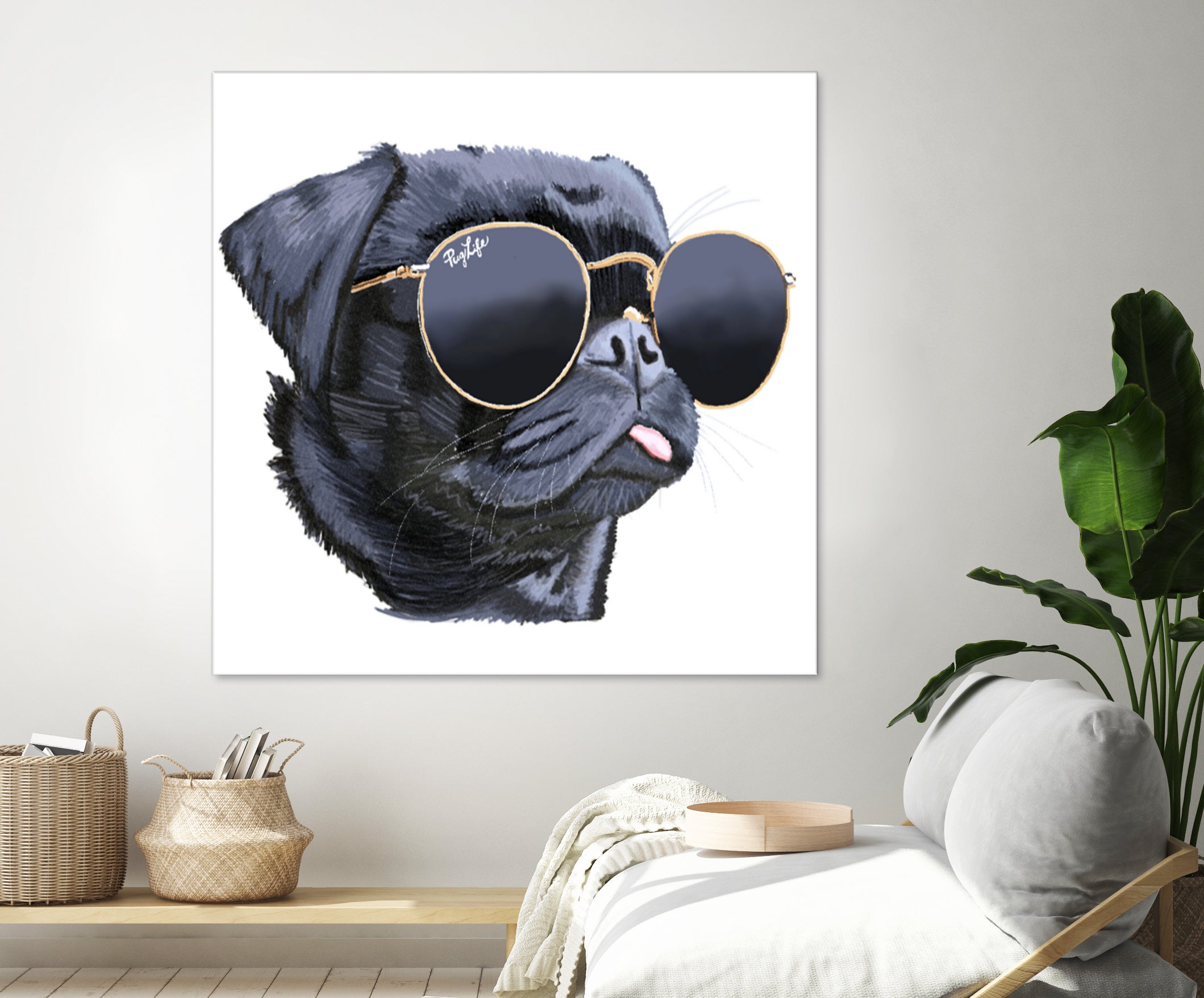 Pug Life by Karim Aboud on GIANT ART - black digital painting