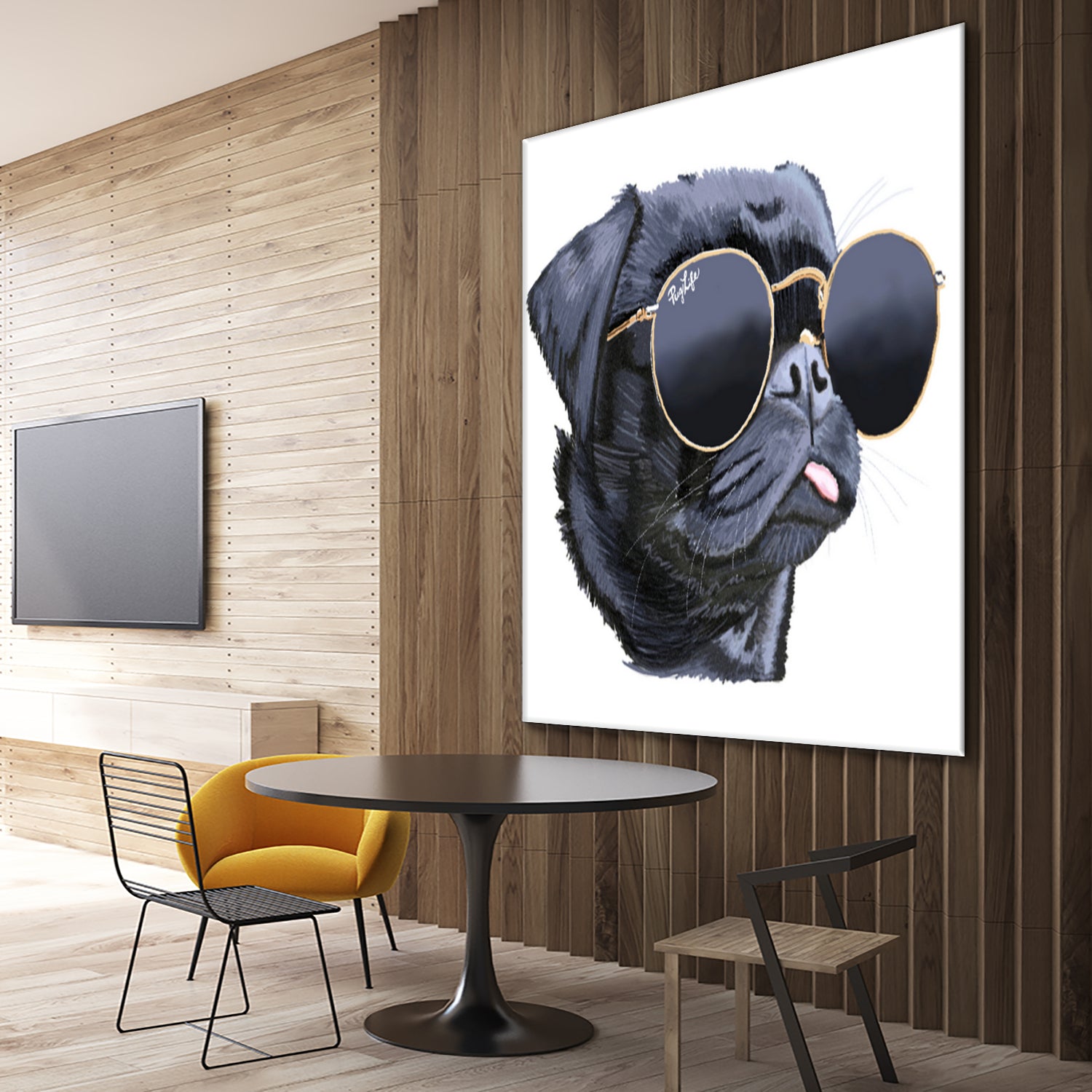 Pug Life by Karim Aboud on GIANT ART - black digital painting