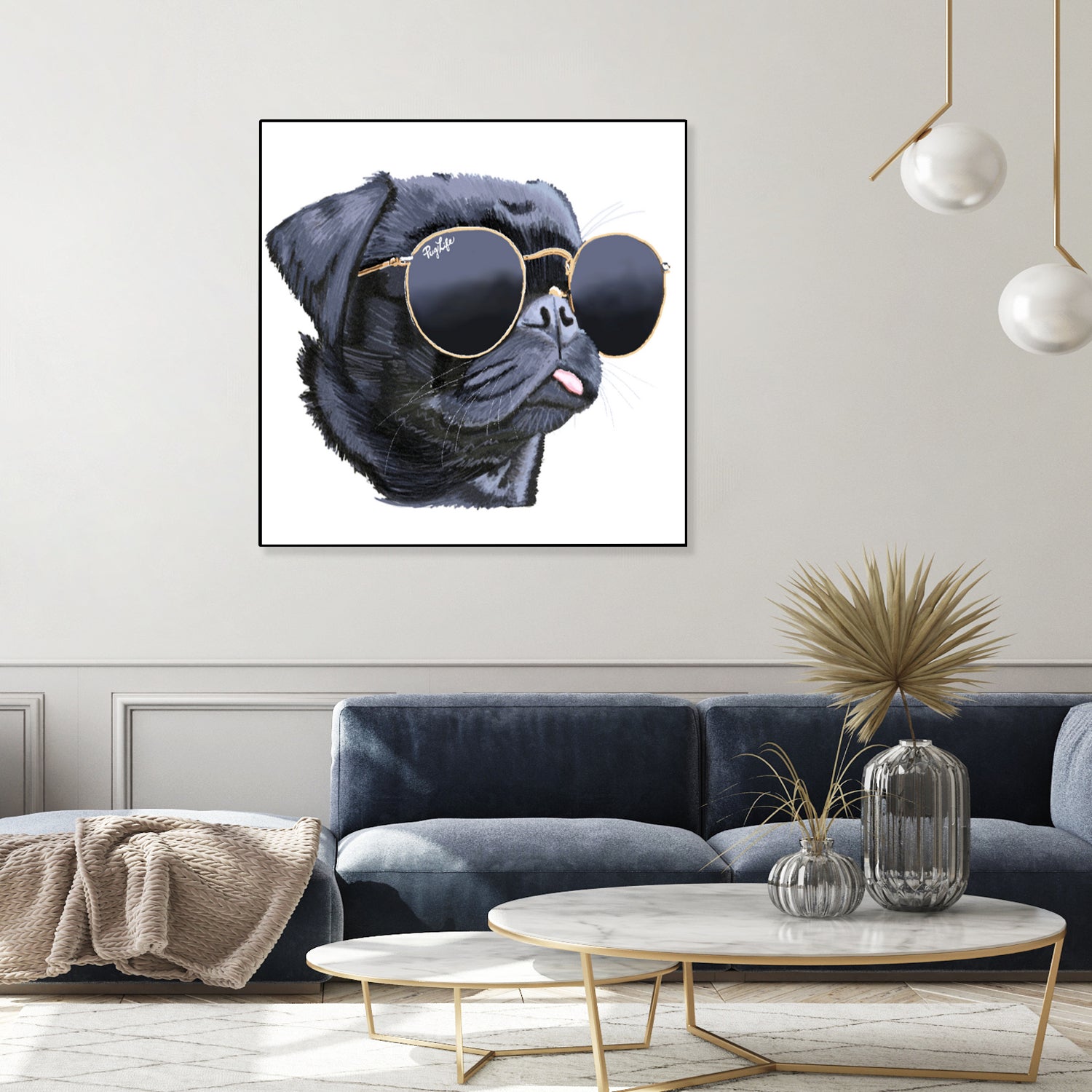 Pug Life by Karim Aboud on GIANT ART - black digital painting