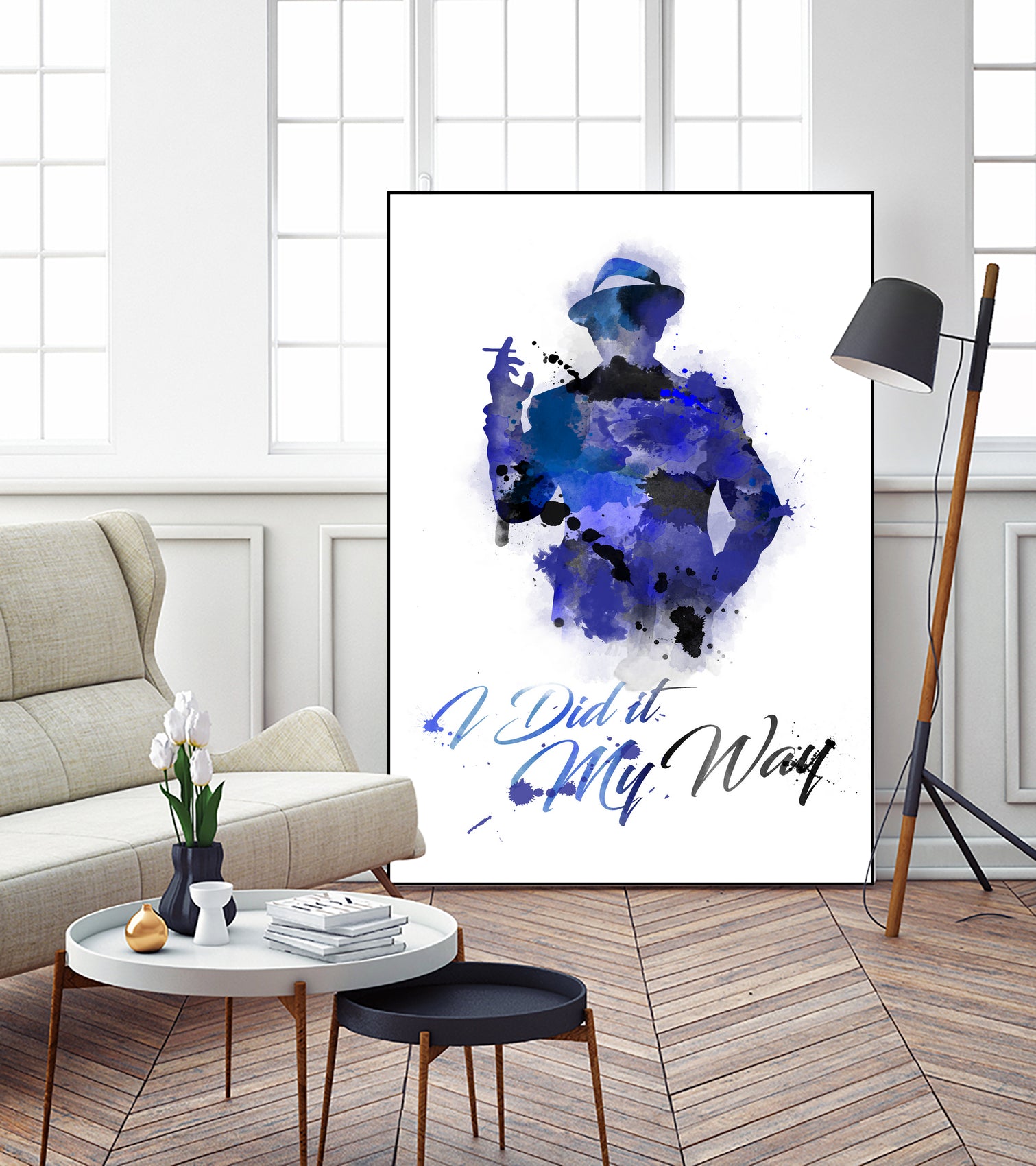 Frank Sinatra Watercolor by Anthony Melice on GIANT ART - blue digital painting