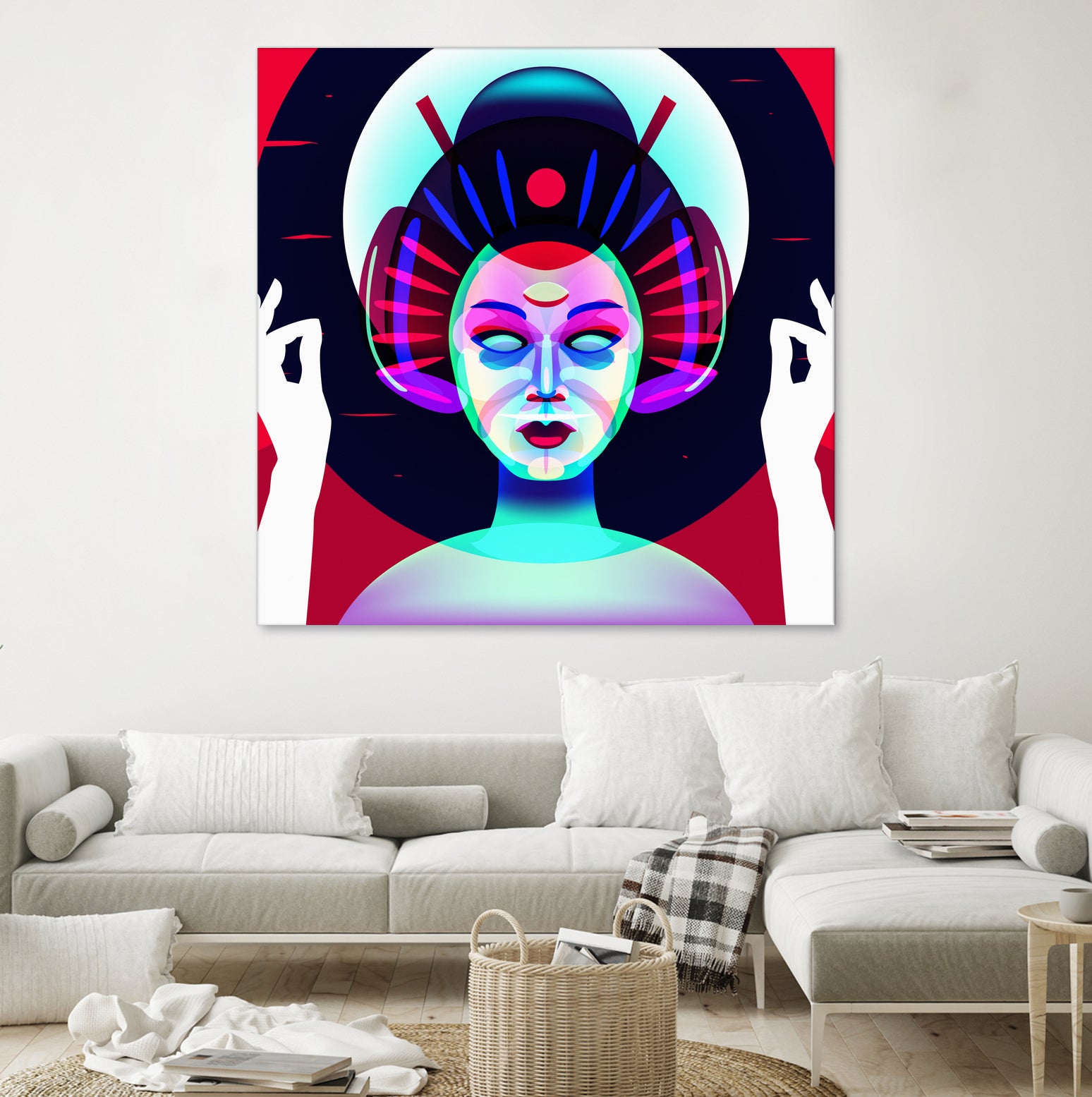 cybergeisha by Ilya Shapko on GIANT ART - fuchsia vector illustration