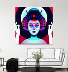 cybergeisha by Ilya Shapko on GIANT ART - fuchsia vector illustration