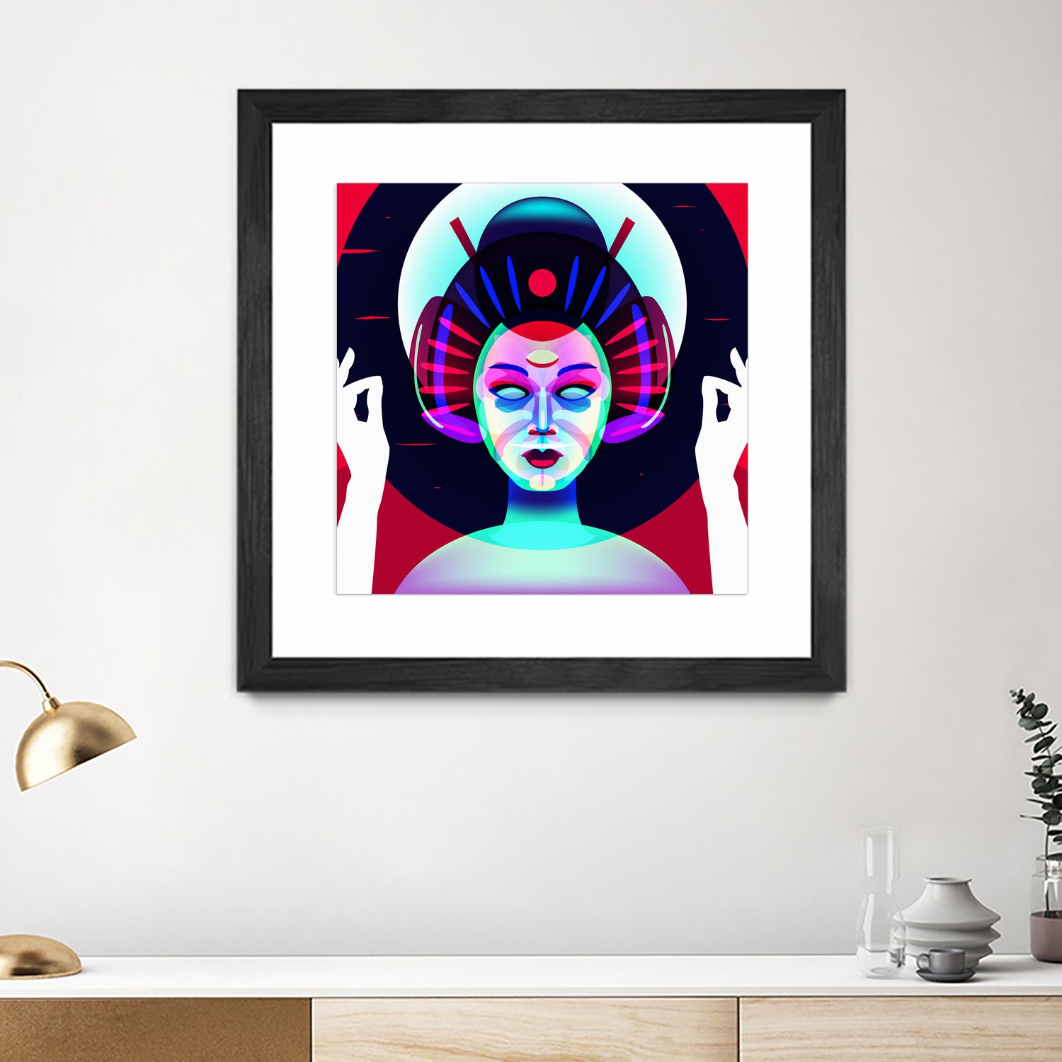 cybergeisha by Ilya Shapko on GIANT ART - fuchsia vector illustration