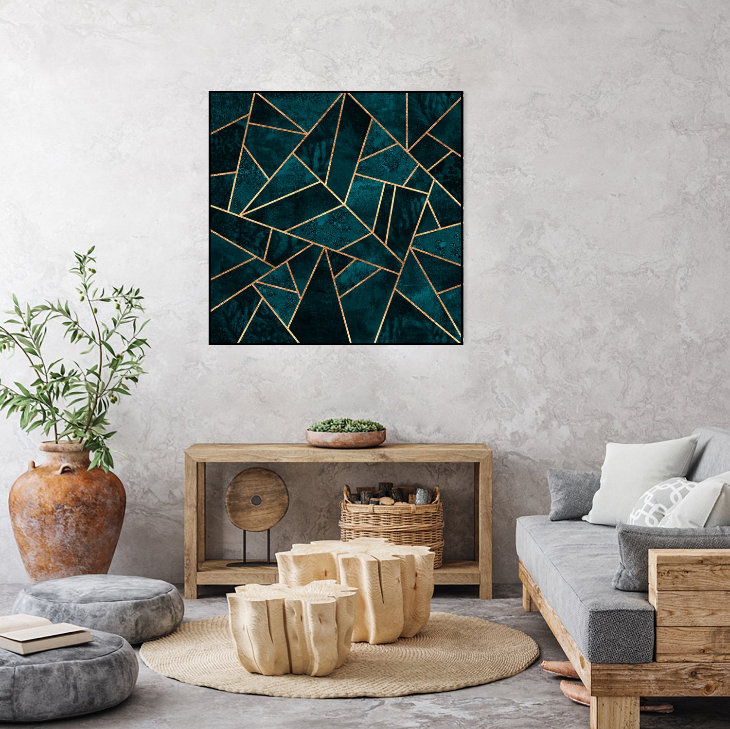 Deep Teal Stone by Elisabeth Fredriksson on GIANT ART - blue digital drawing