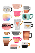 Coffee Cup Collection by Elisabeth Fredriksson on GIANT ART - white digital drawing