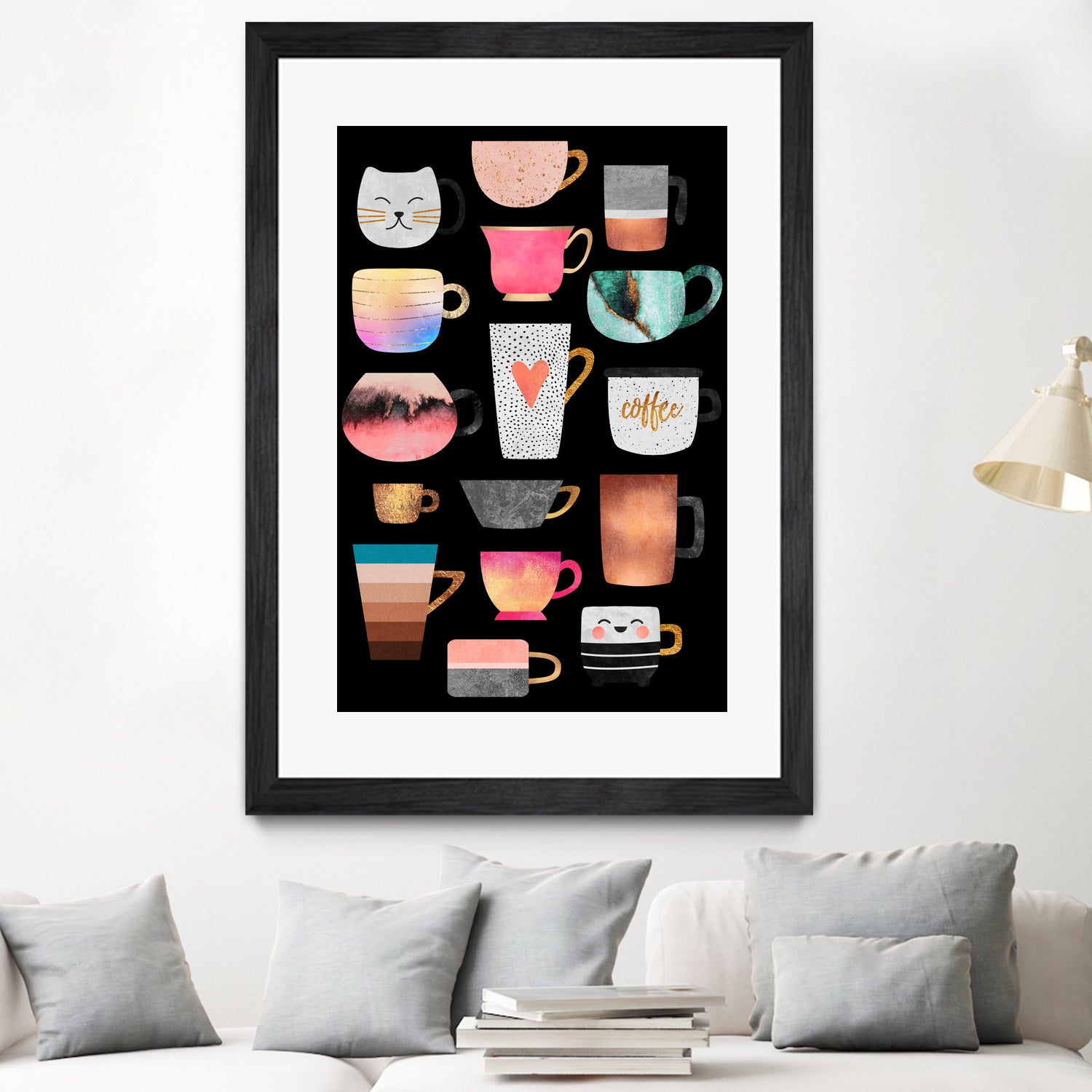 Coffee Cup Collection by Elisabeth Fredriksson on GIANT ART - white digital drawing