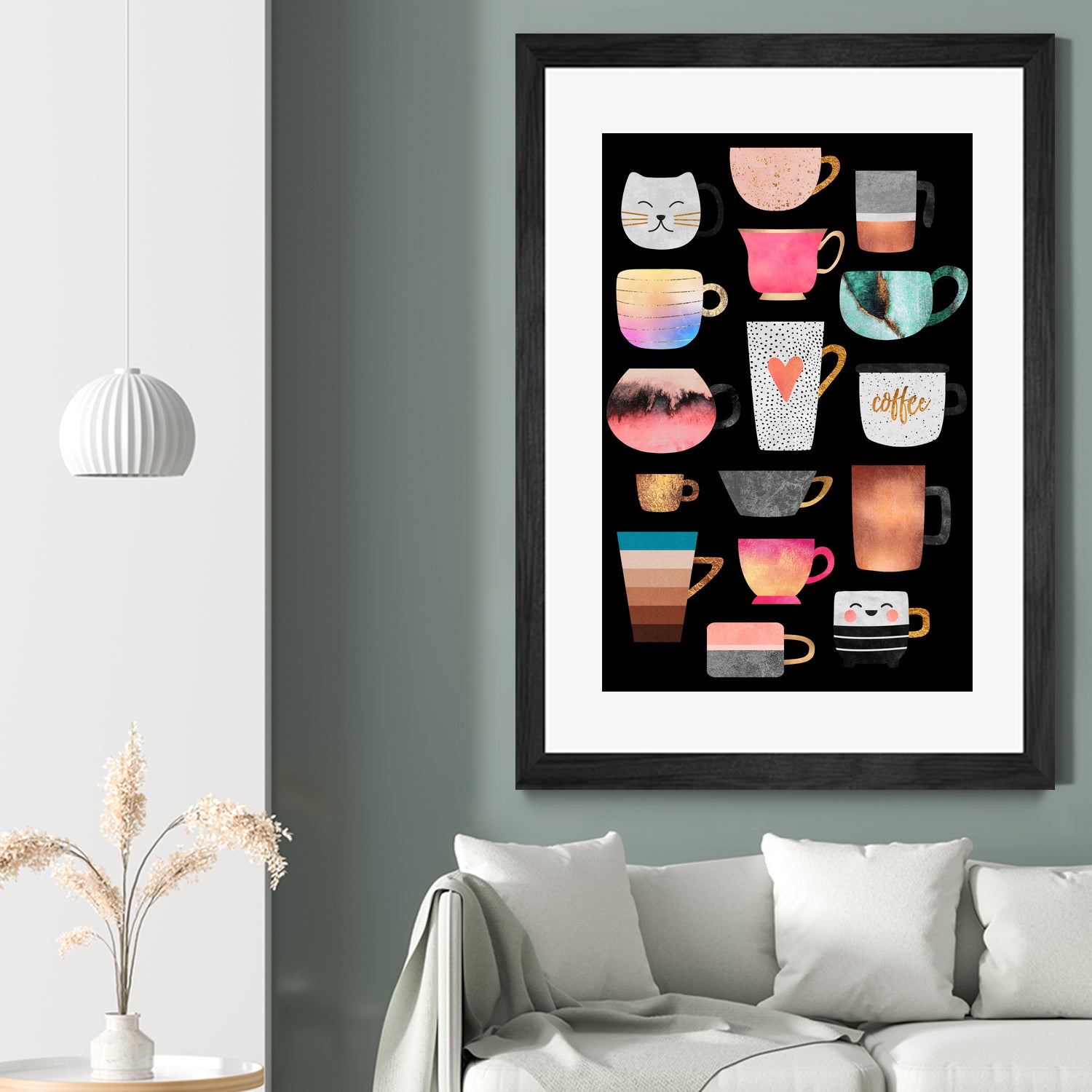 Coffee Cup Collection by Elisabeth Fredriksson on GIANT ART - white digital drawing