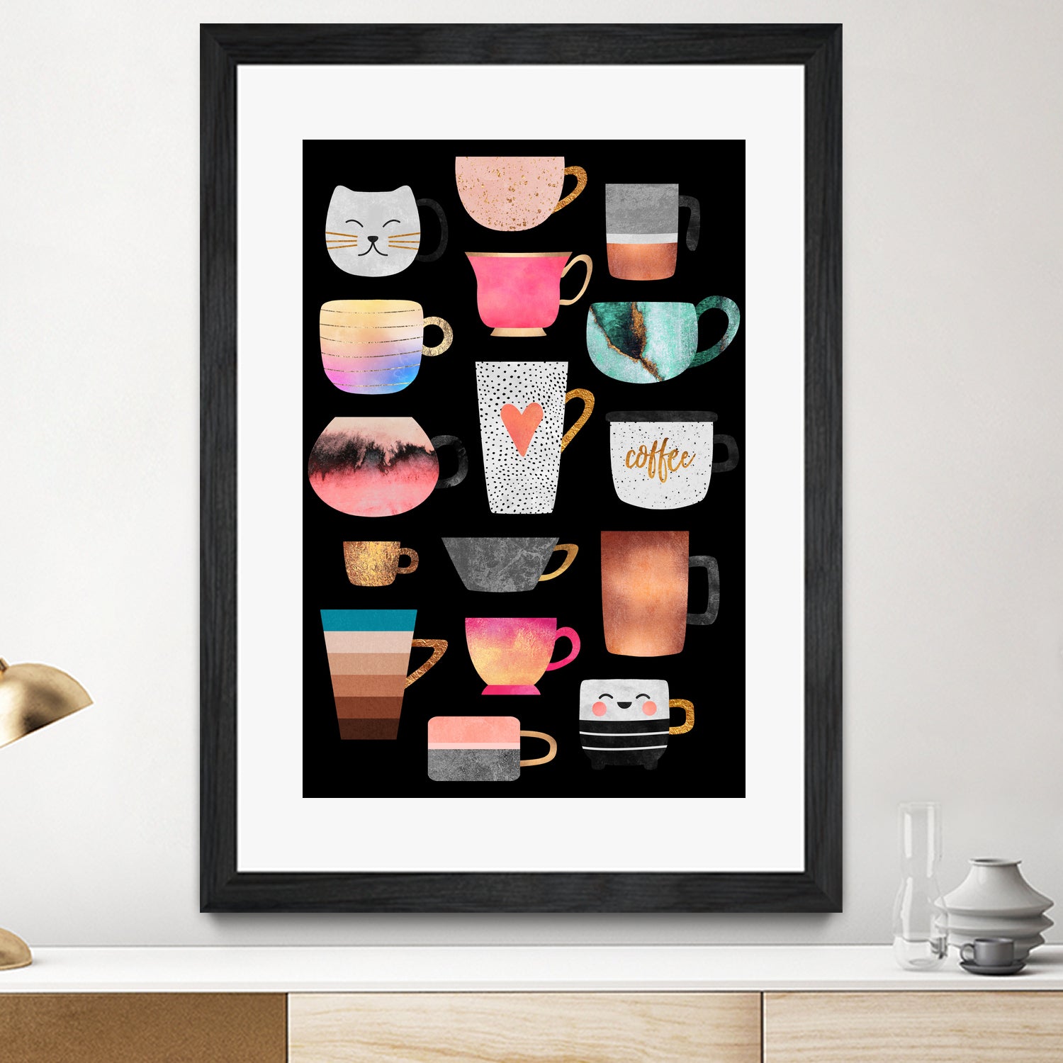 Coffee Cup Collection by Elisabeth Fredriksson on GIANT ART - white digital drawing