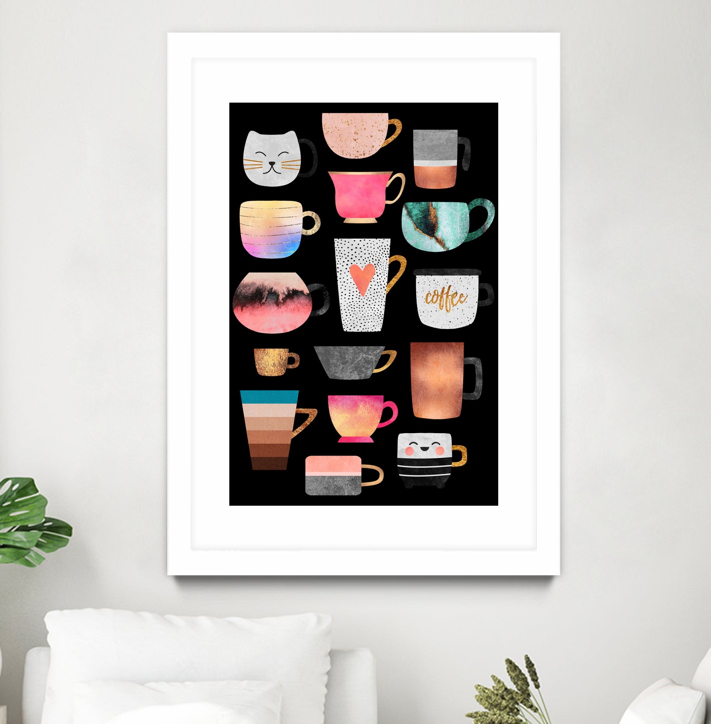 Coffee Cup Collection by Elisabeth Fredriksson on GIANT ART - white digital drawing