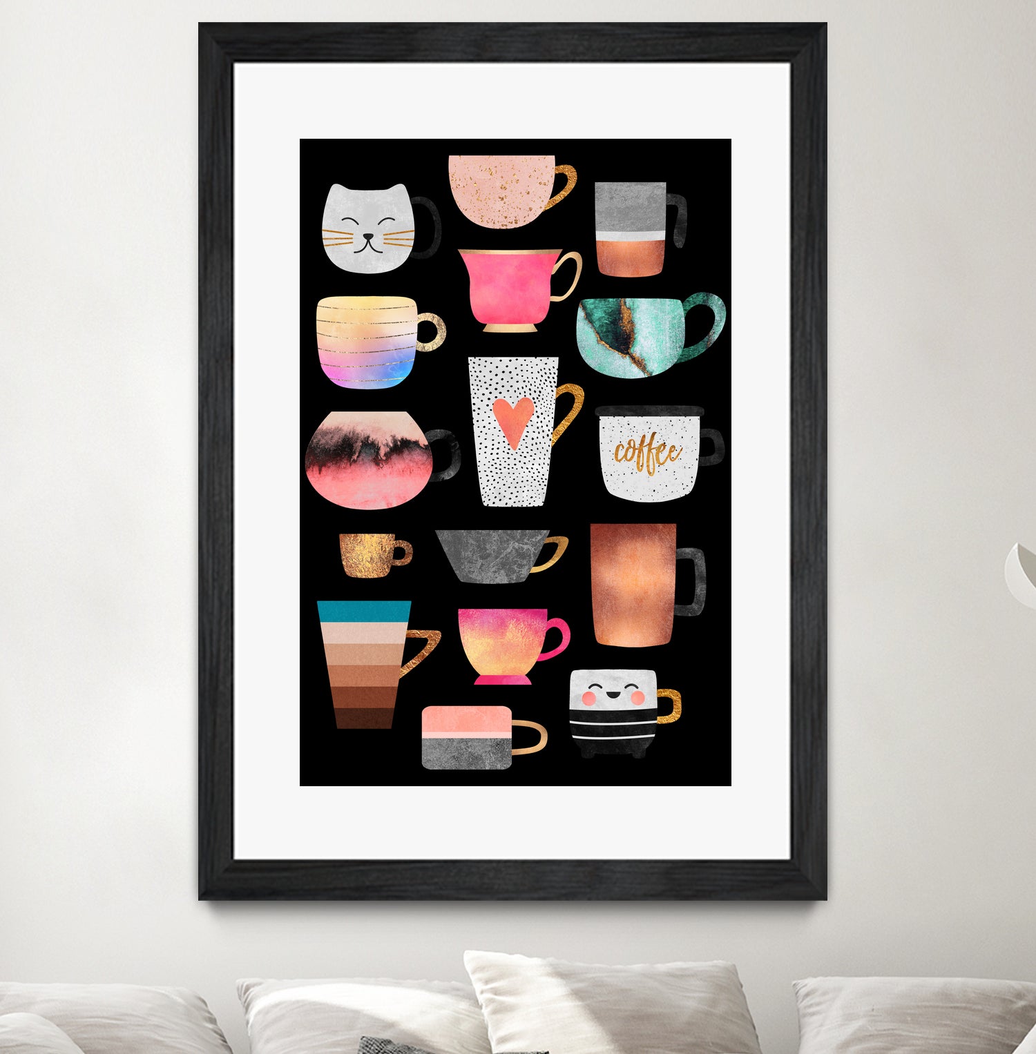 Coffee Cup Collection by Elisabeth Fredriksson on GIANT ART - white digital drawing