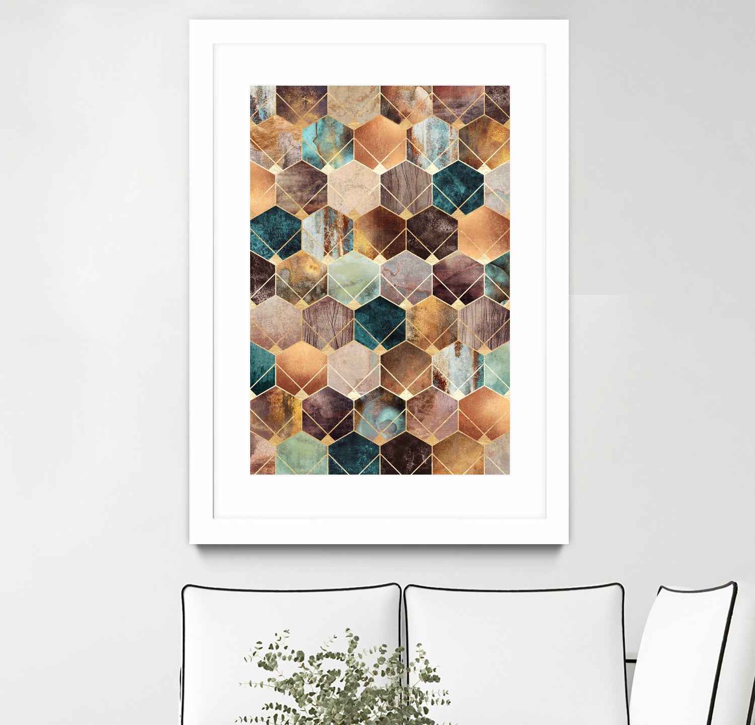 Natural Hexagons And Diamonds by Elisabeth Fredriksson on GIANT ART - brown digital drawing