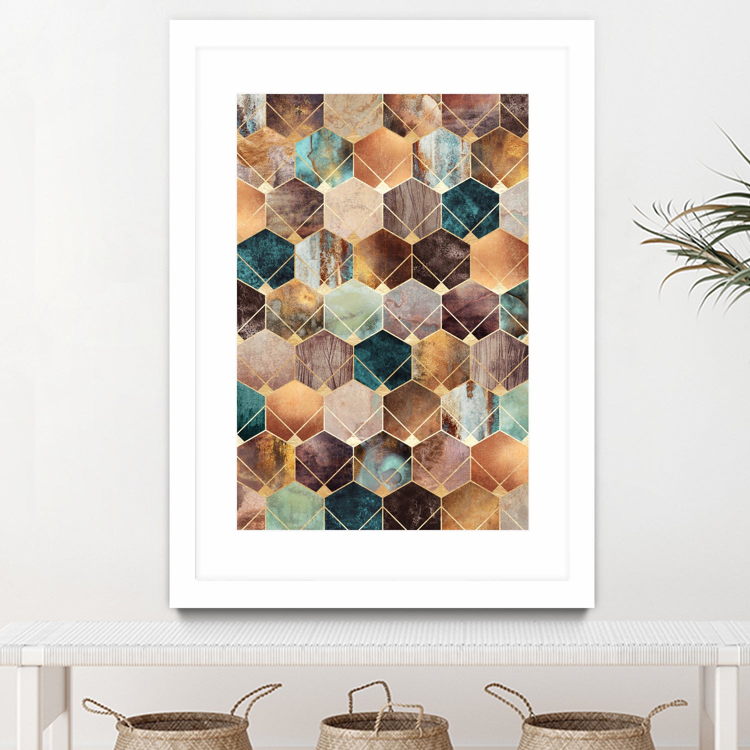 Natural Hexagons And Diamonds by Elisabeth Fredriksson on GIANT ART - brown digital drawing