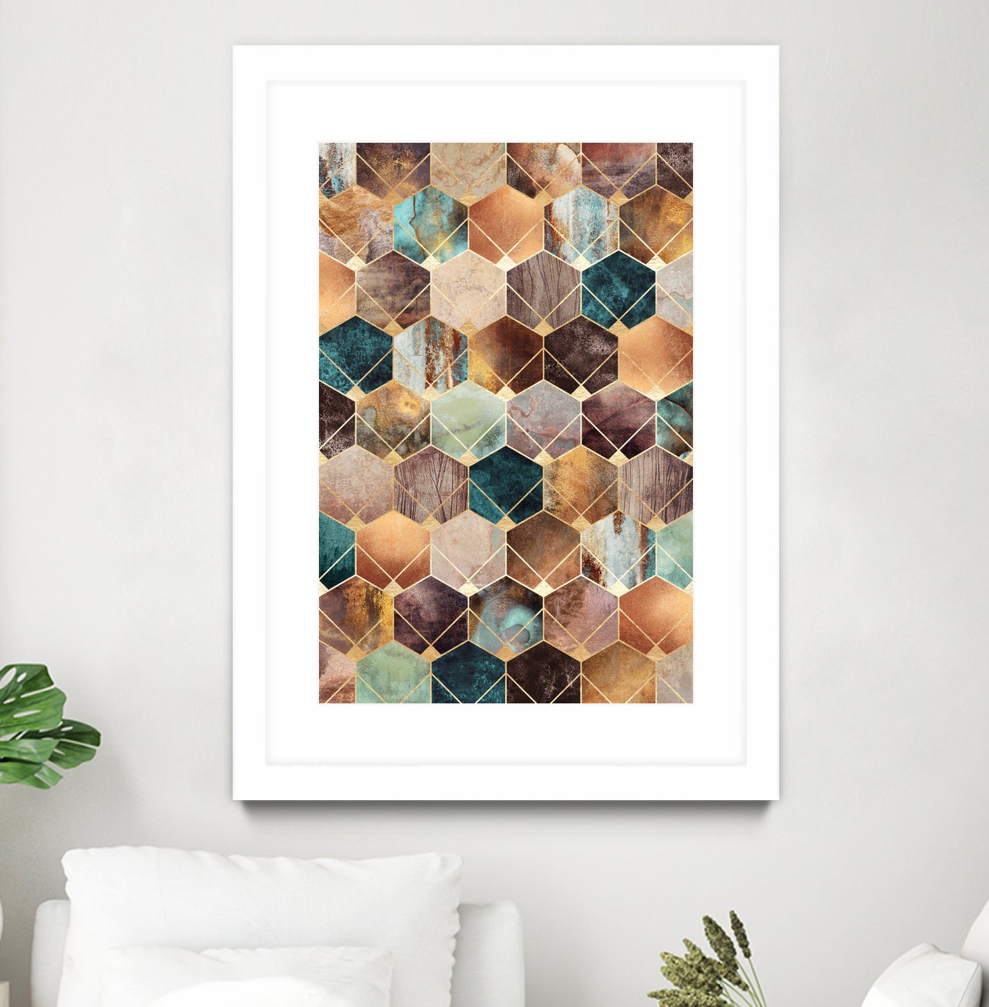 Natural Hexagons And Diamonds by Elisabeth Fredriksson on GIANT ART - brown digital drawing