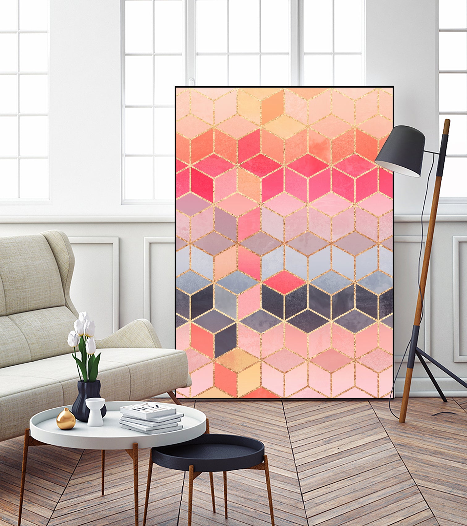 Happy Cubes by Elisabeth Fredriksson on GIANT ART - pink digital drawing