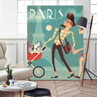 Paris Vintage Travel by Martin Wickstrom on GIANT ART - blue digital painting