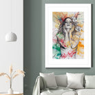 The Withering Spring I | nude tattoo woman portrait by Marco Paludet on GIANT ART - yellow mixed media