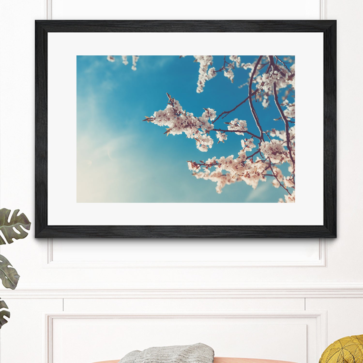 Spring Cherry Sakura White Flowers,Toning by Anna Matveeva on GIANT ART - blue photo illustration