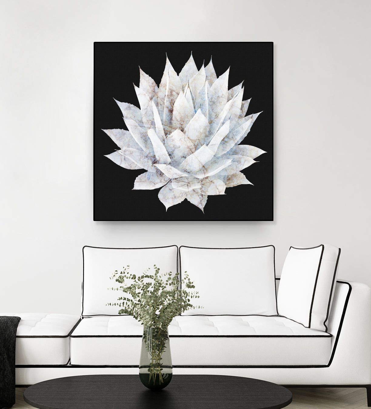 White Marble Agave Plant by amini 54 on GIANT ART - white digital painting