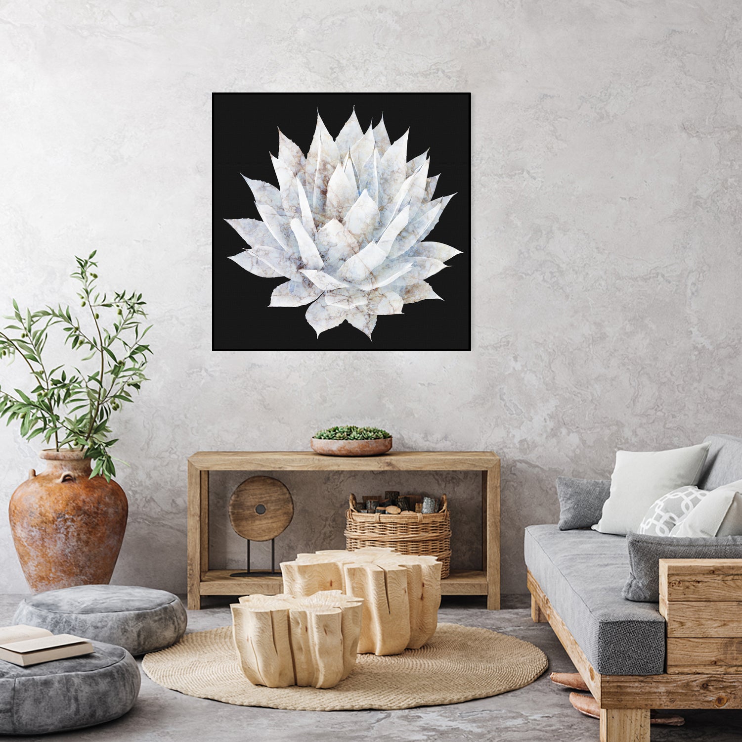 White Marble Agave Plant by amini 54 on GIANT ART - white digital painting