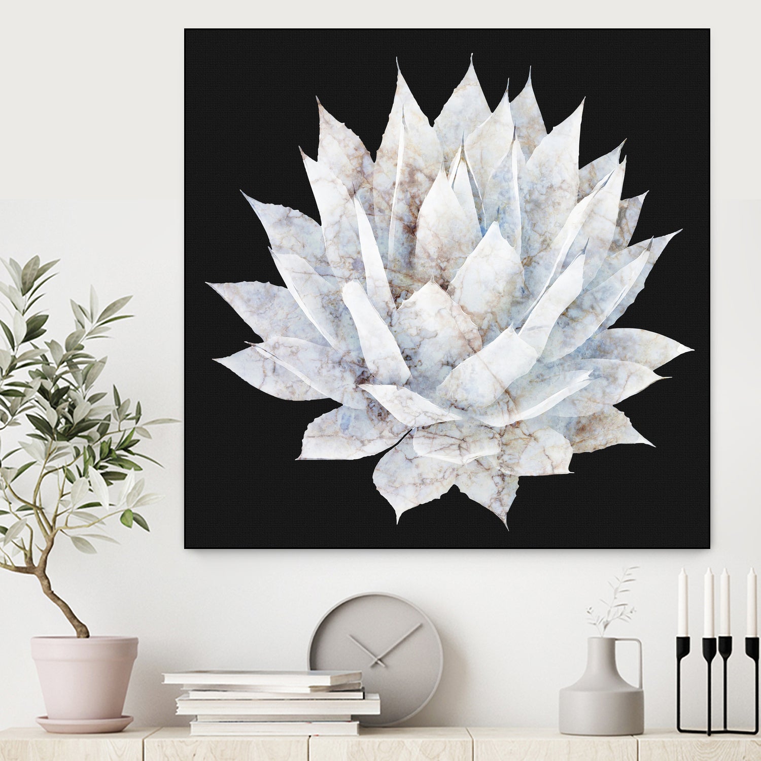 White Marble Agave Plant by amini 54 on GIANT ART - white digital painting