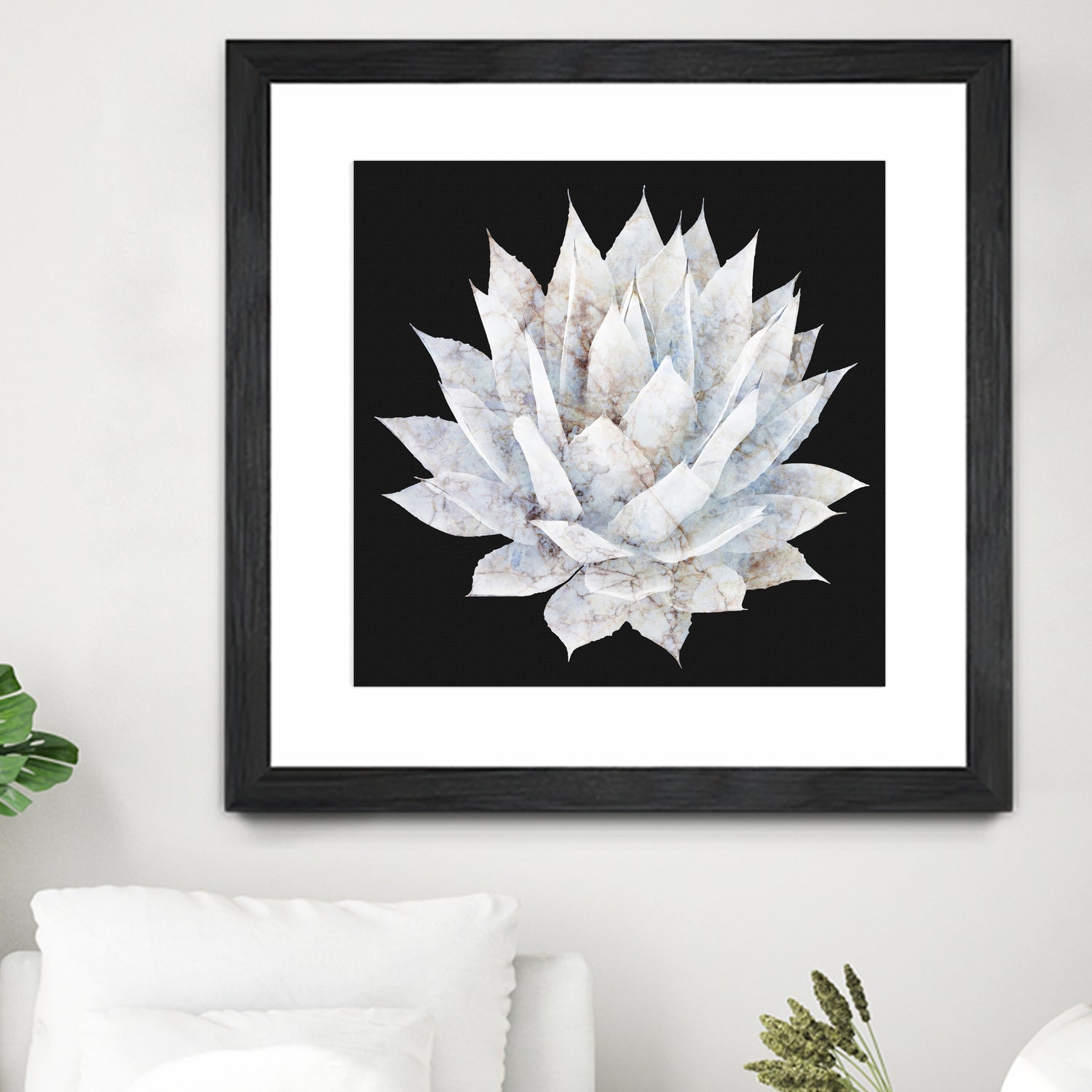 White Marble Agave Plant by amini 54 on GIANT ART - white digital painting