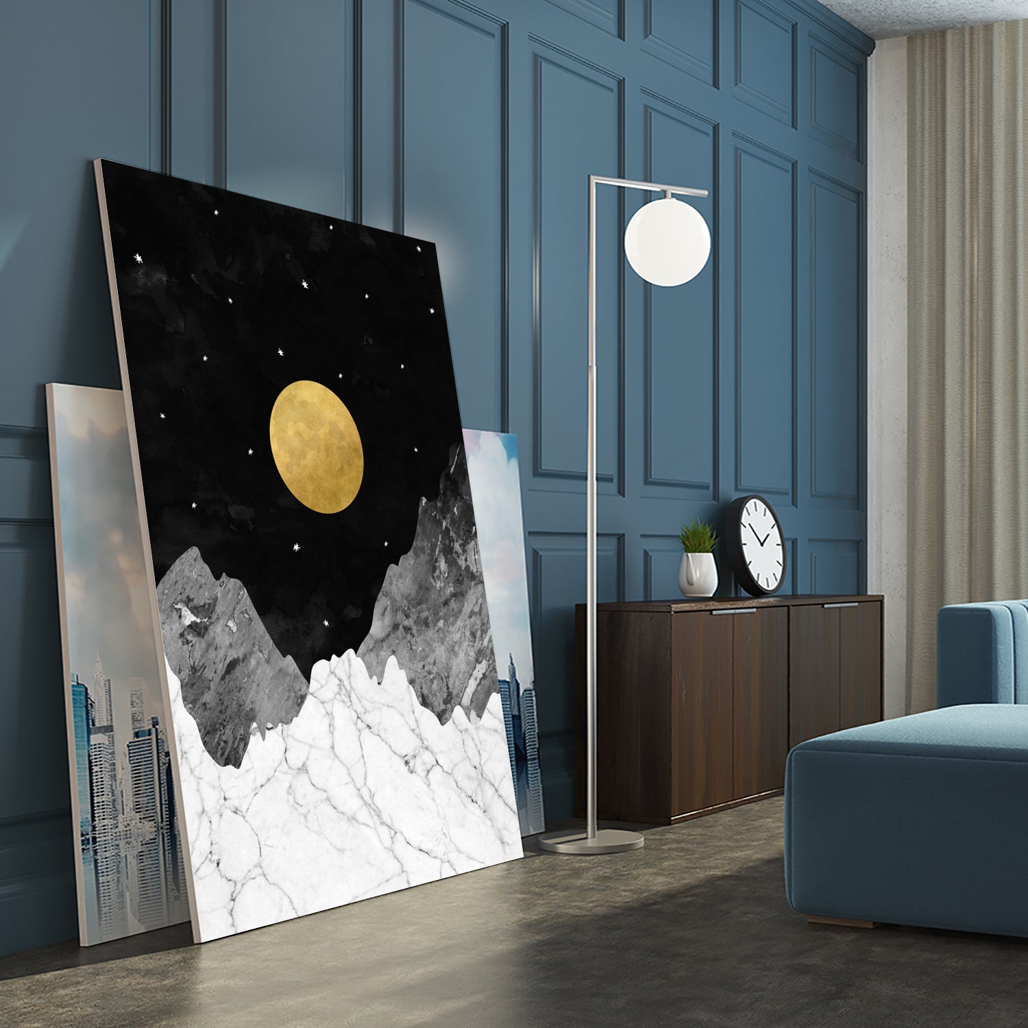 Moon and Stars by Christina Shek on GIANT ART - black digital drawing