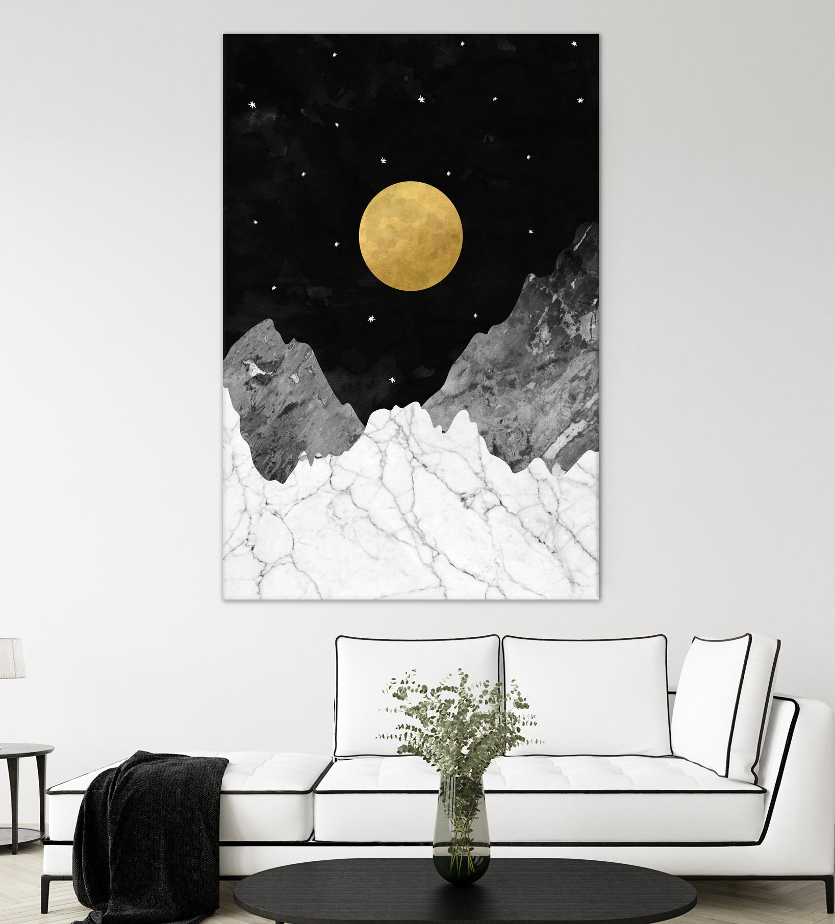 Moon and Stars by Christina Shek on GIANT ART - black digital drawing