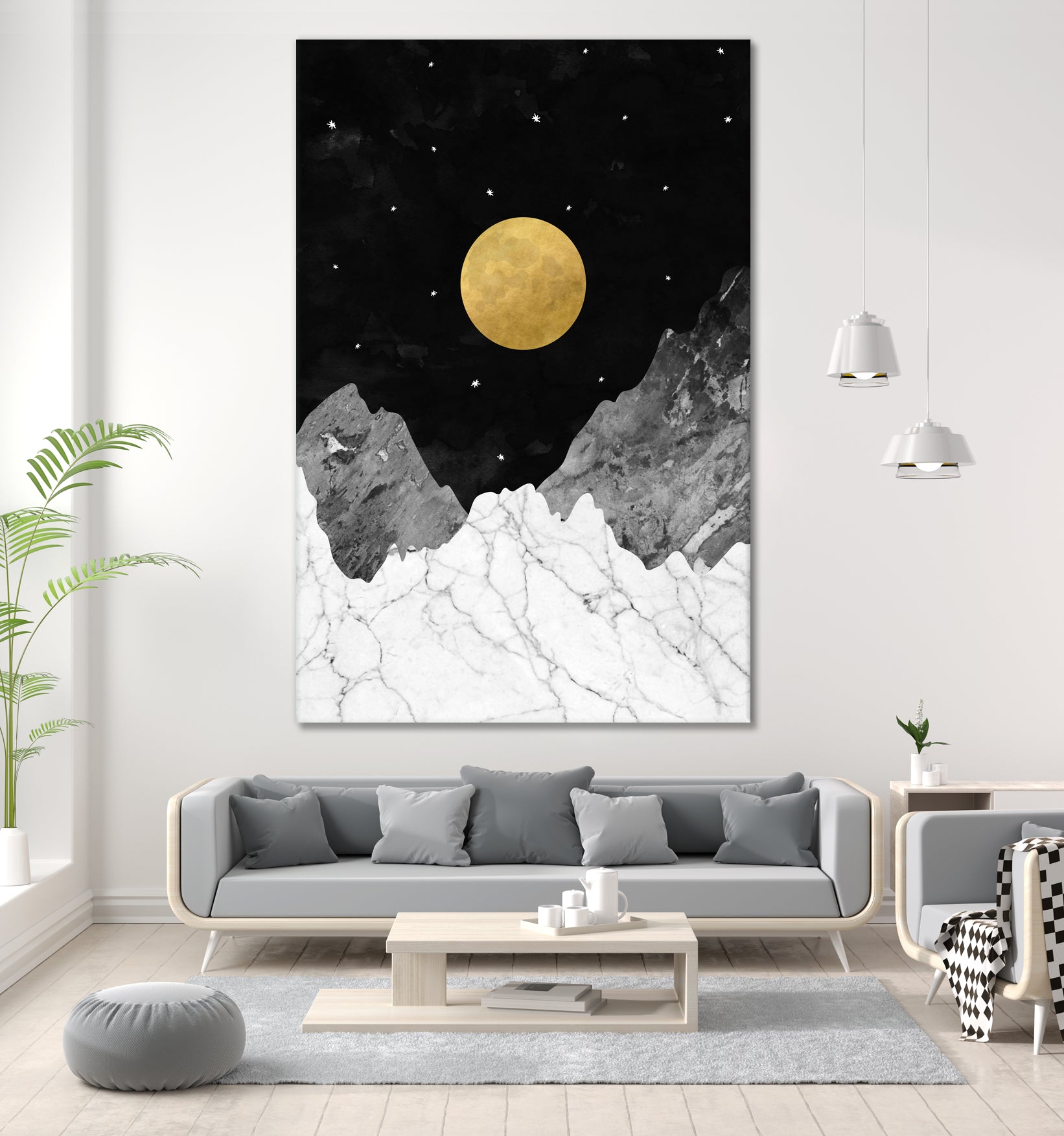 Moon and Stars by Christina Shek on GIANT ART - black digital drawing