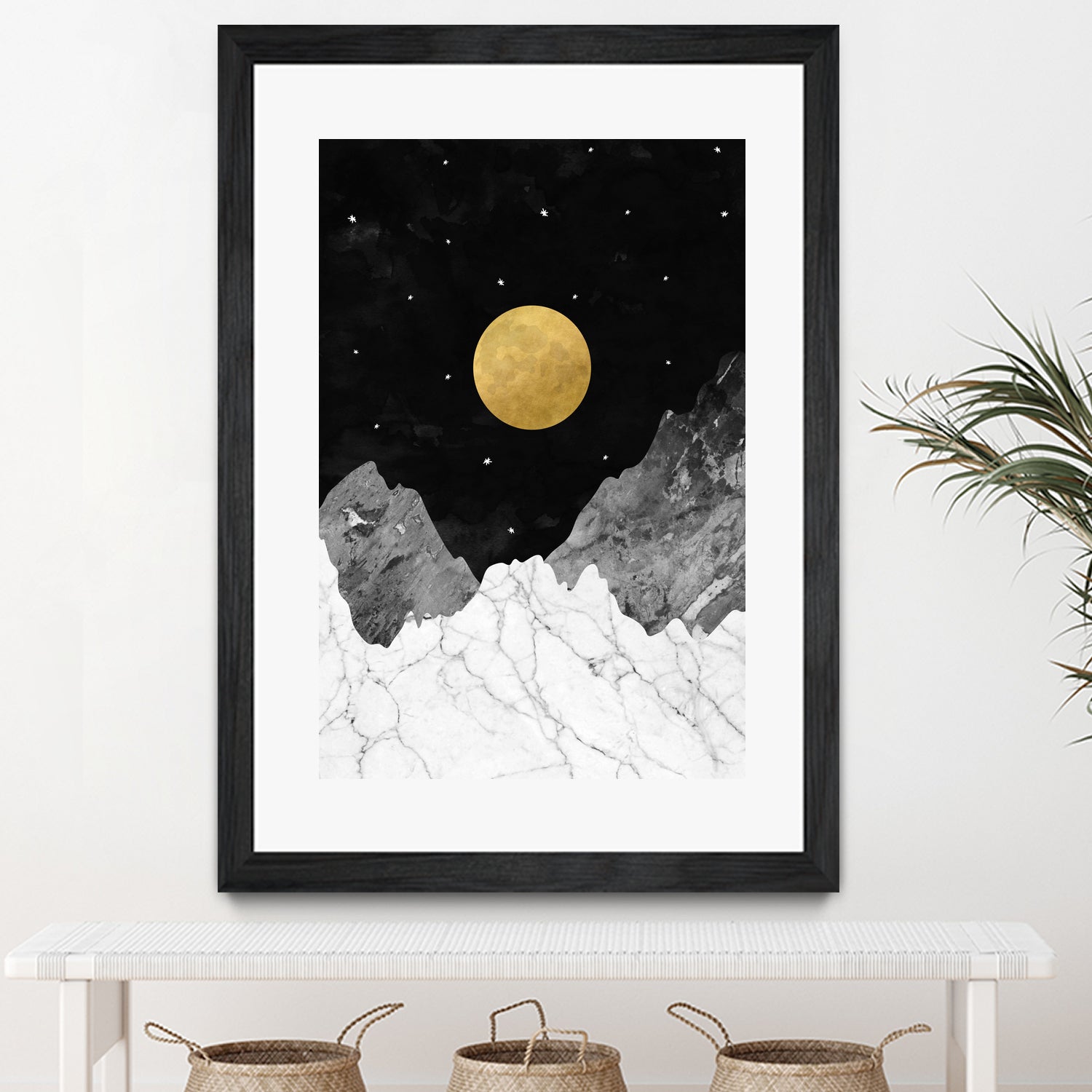 Moon and Stars by Christina Shek on GIANT ART - black digital drawing