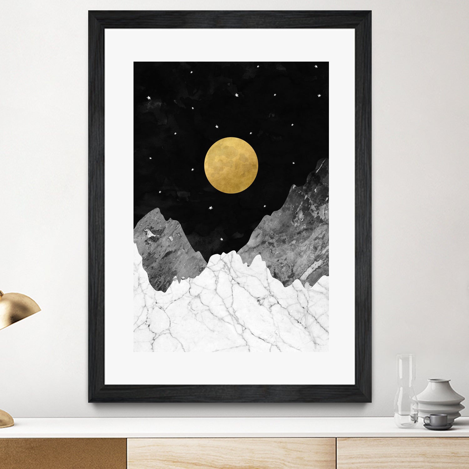 Moon and Stars by Christina Shek on GIANT ART - black digital drawing