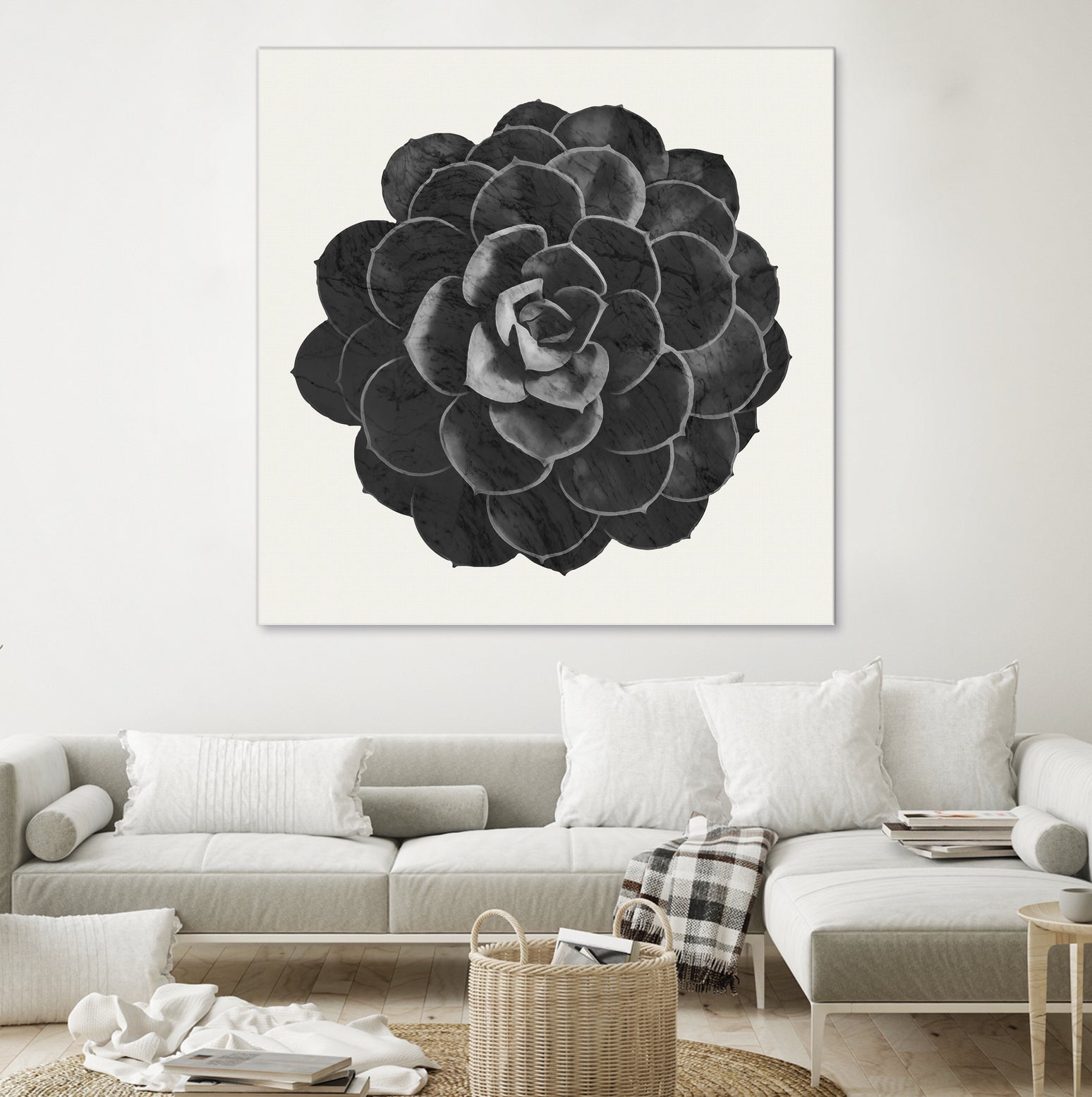 Black Marble Succulent Plant by amini 54 on GIANT ART - black digital painting