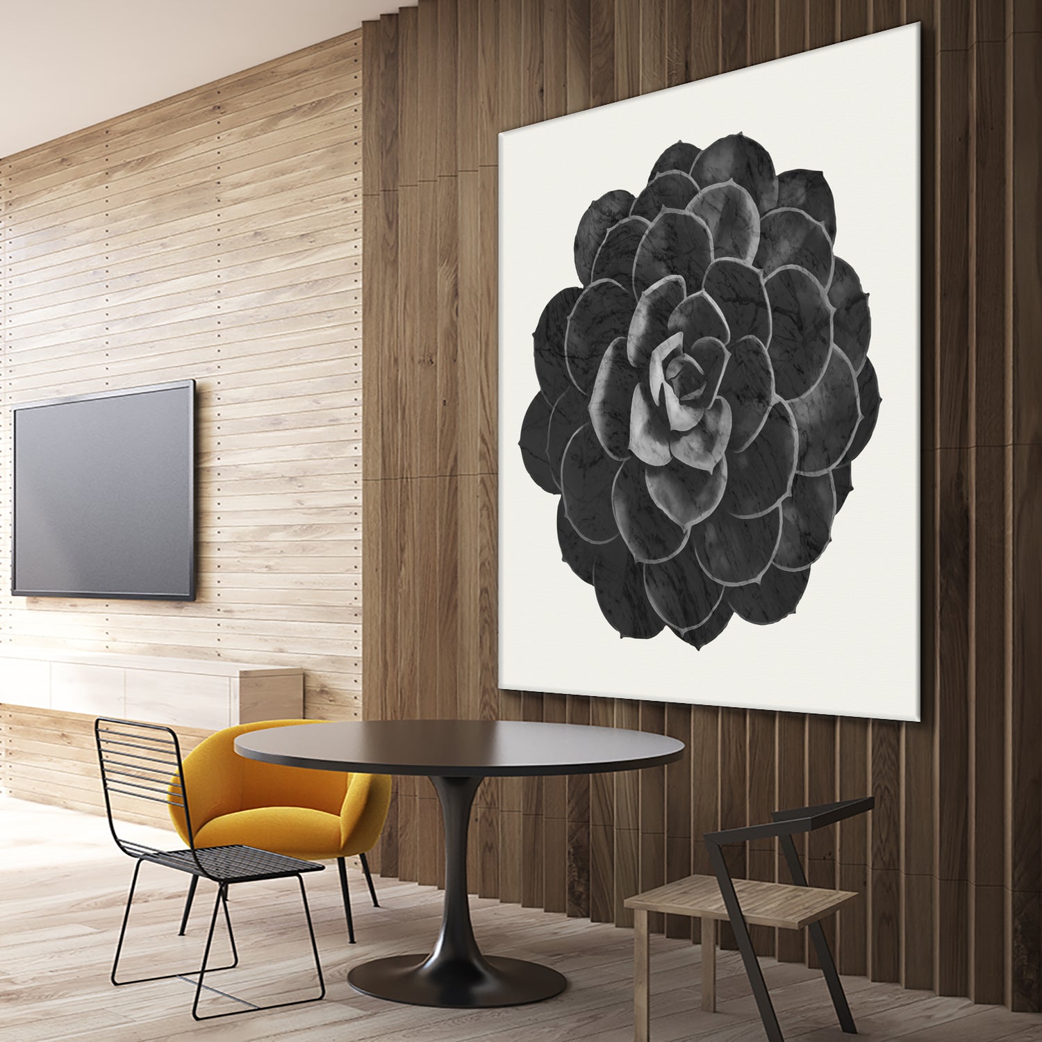 Black Marble Succulent Plant by amini 54 on GIANT ART - black digital painting