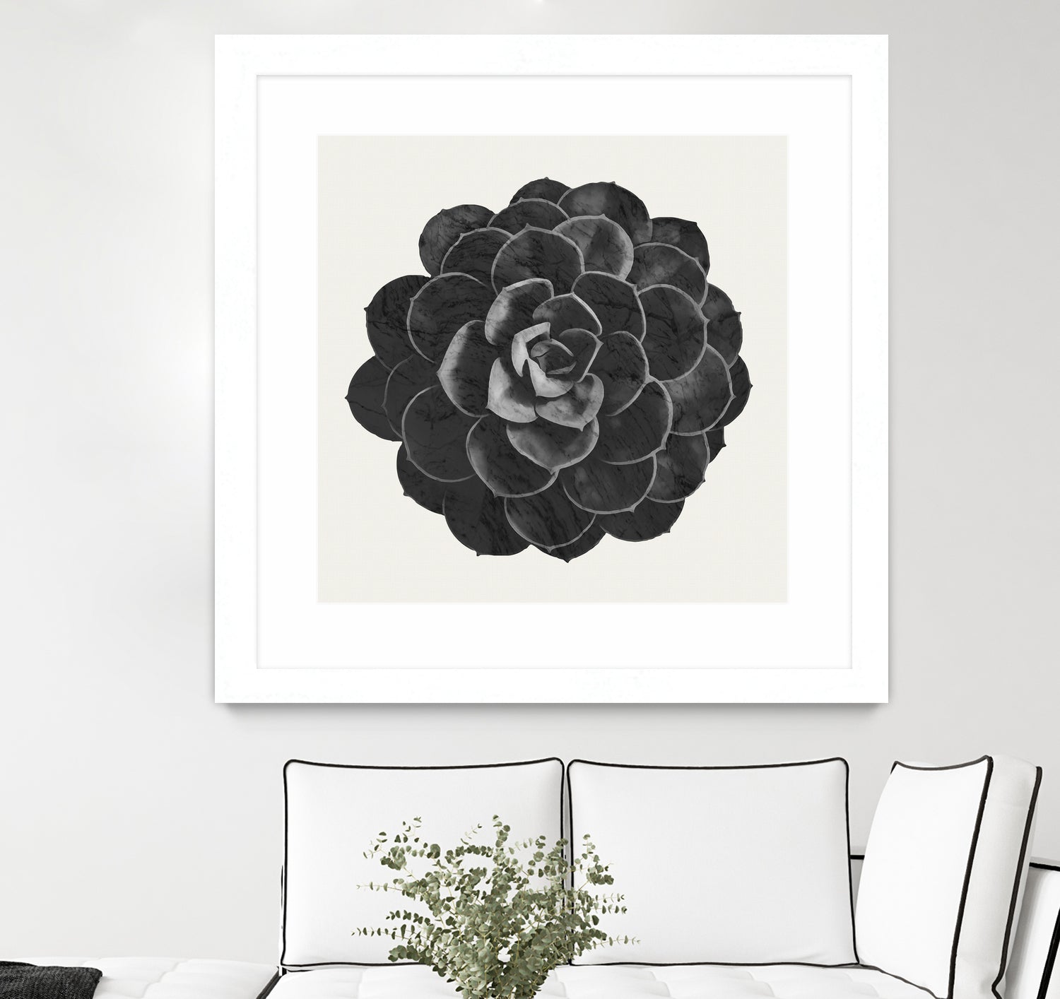 Black Marble Succulent Plant by amini 54 on GIANT ART - black digital painting