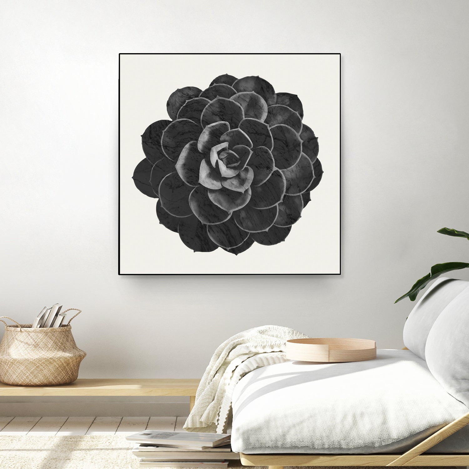 Black Marble Succulent Plant by amini 54 on GIANT ART - black digital painting